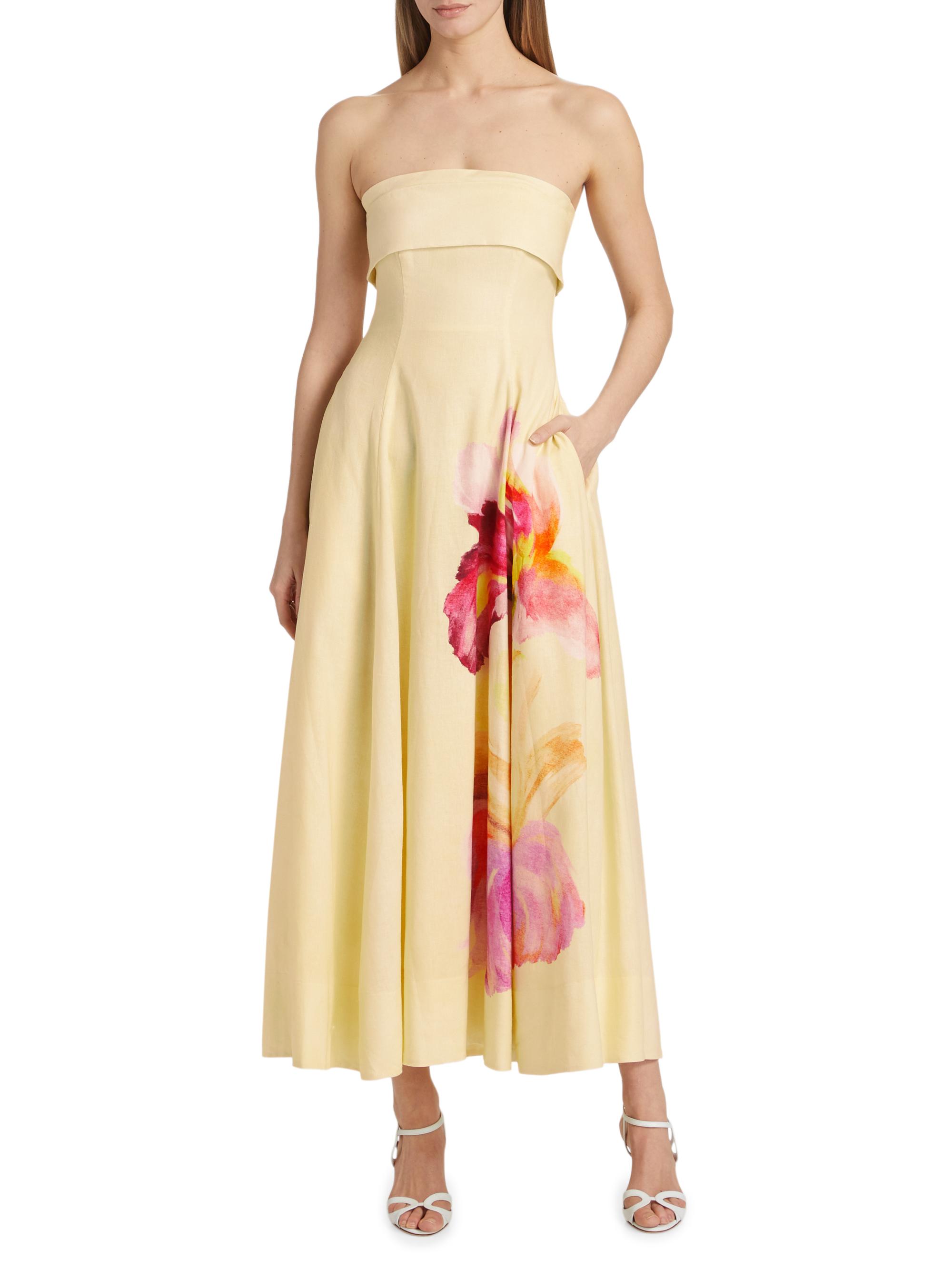 Nicholas the Label Melody Floral Linen-Blend Sleeveless Midi-Dress | Saks  Fifth Avenue