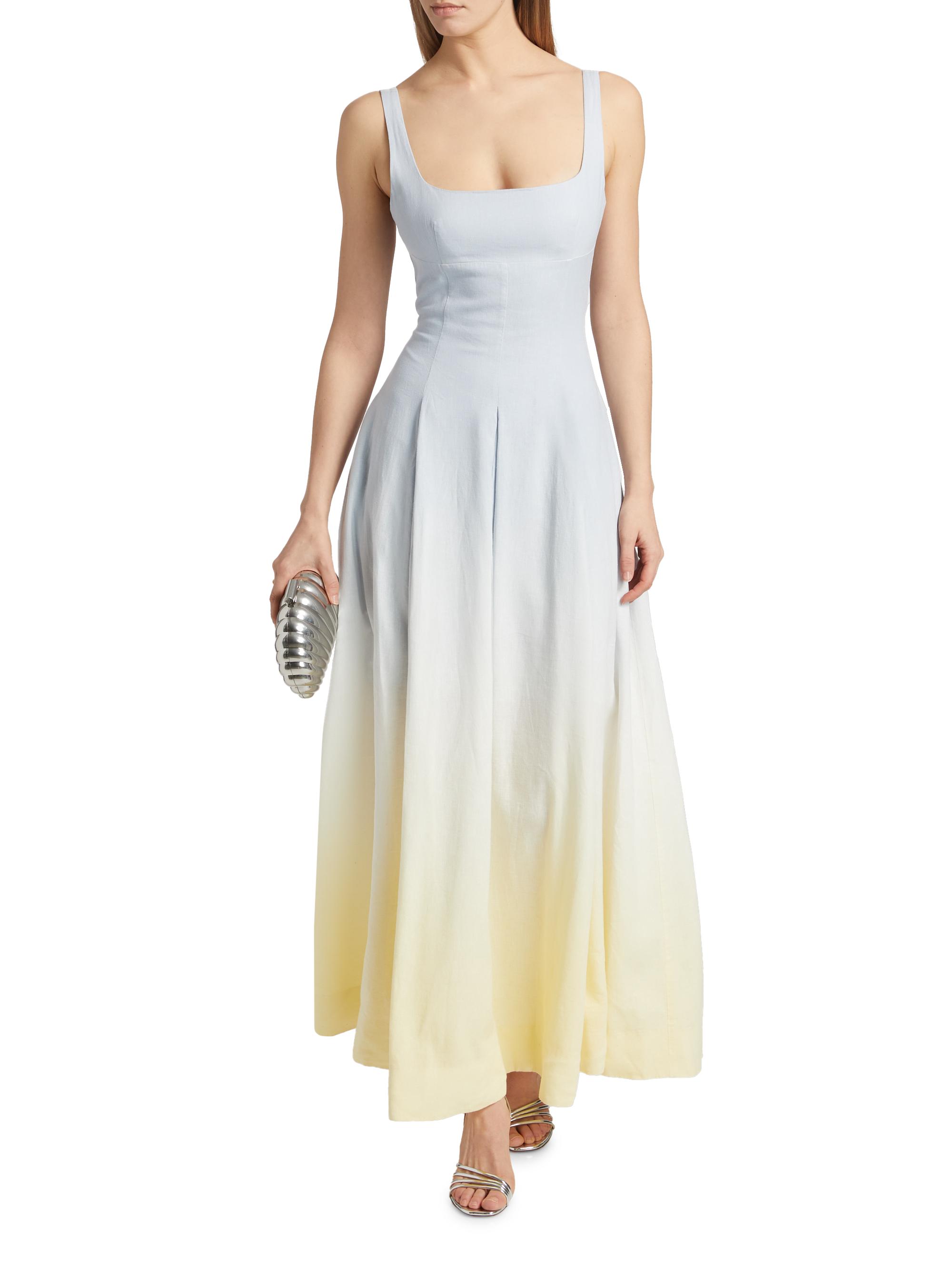 blue linen wrap dress Piaf Women's Linen Wrap Dress main image 1