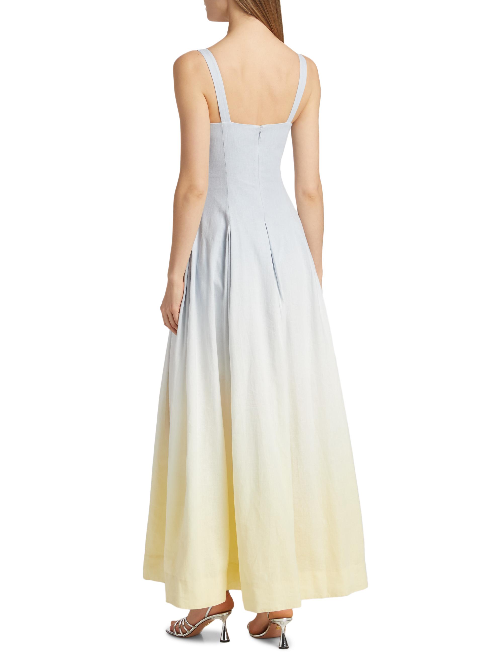 knee length dresses for ladies Women's Minimalist Linen-Blend Lace-Paneled Strapless With Spaghetti S   Modesees