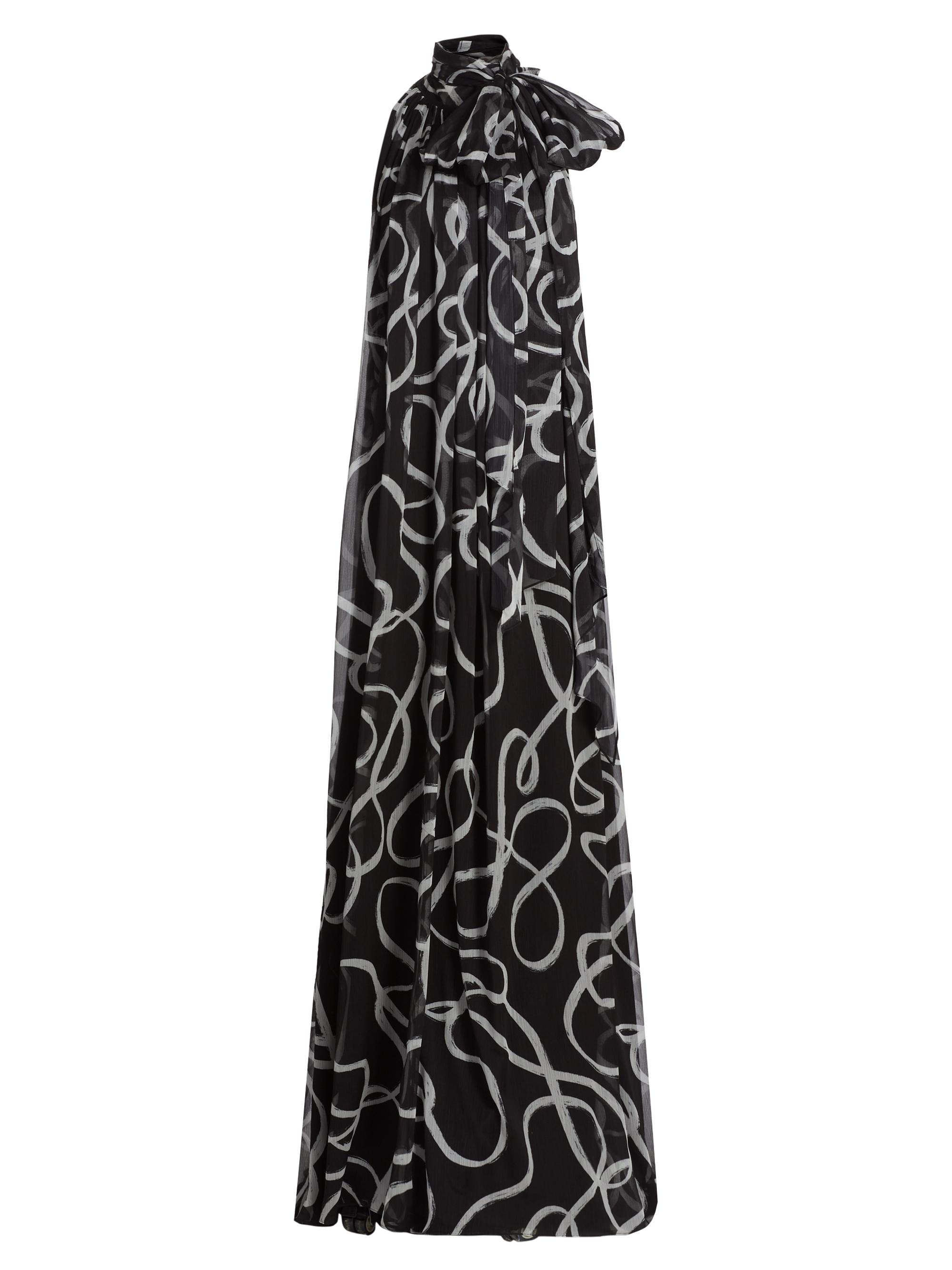 Halston Women's Lyle Swirl Chiffon Gown - Black Ribbon