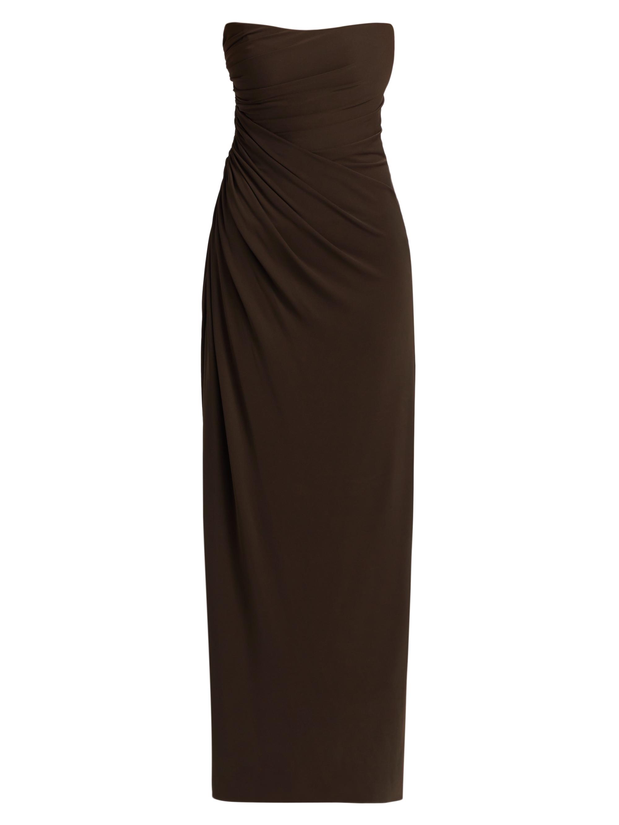 Halston Women's Patrice Matte Jersey Draped Dress - Double Espresso