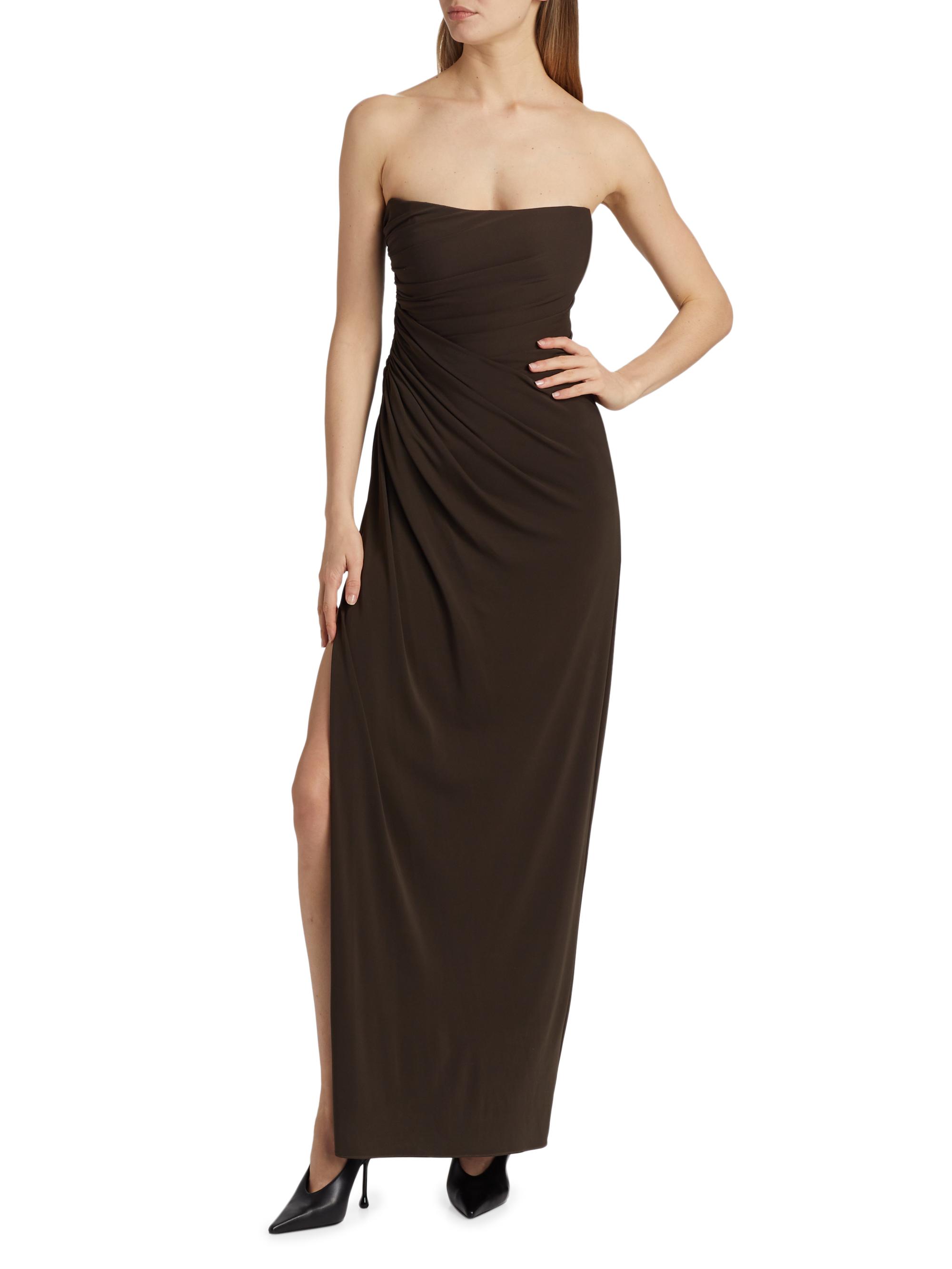 Halston Women's Patrice Matte Jersey Draped Dress - Double Espresso - Size 0