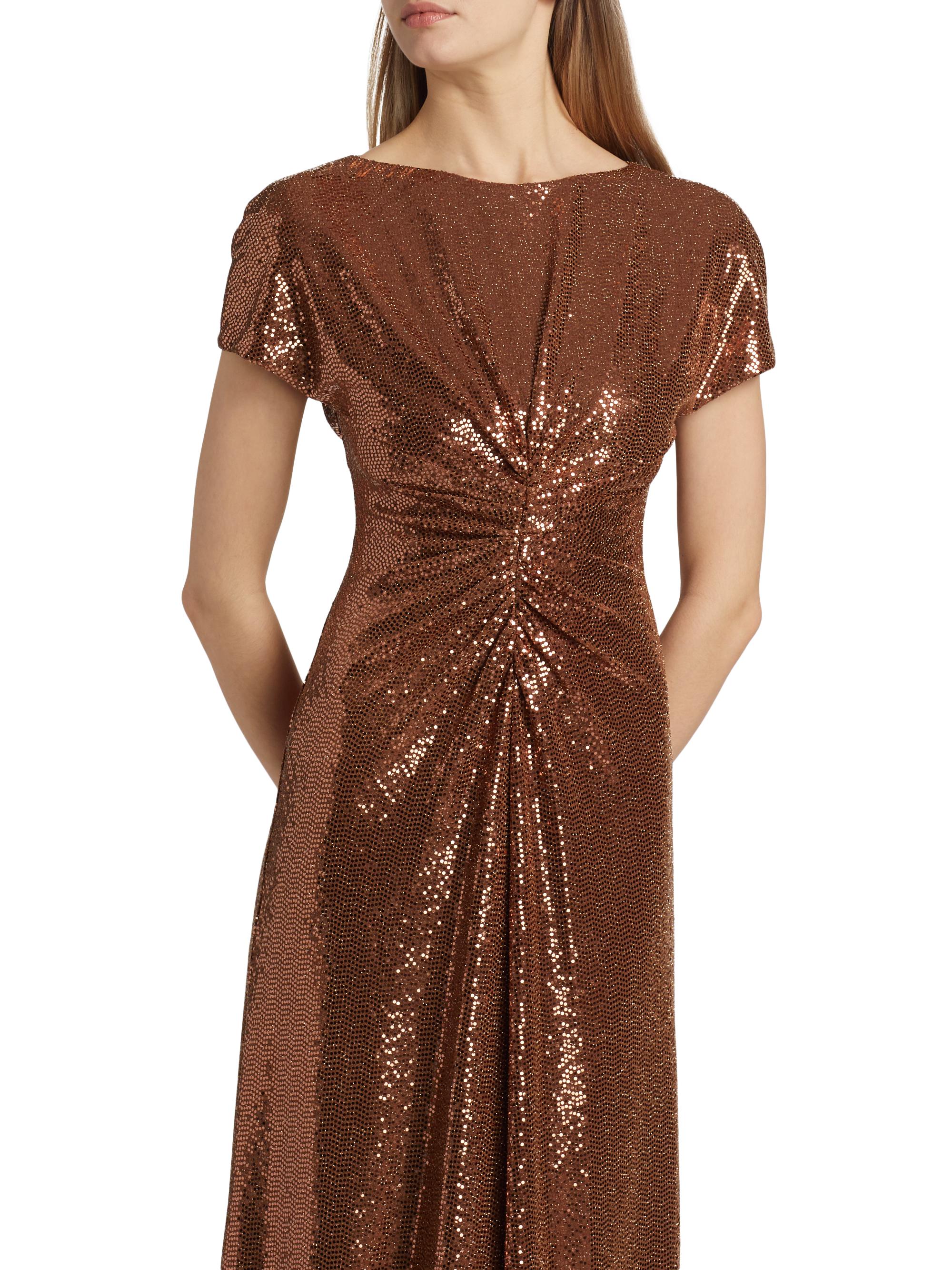 disco formal dress Cosmic Disco Sequined Long Sleeve Midi Dress Medium (4/6) / Iridescent