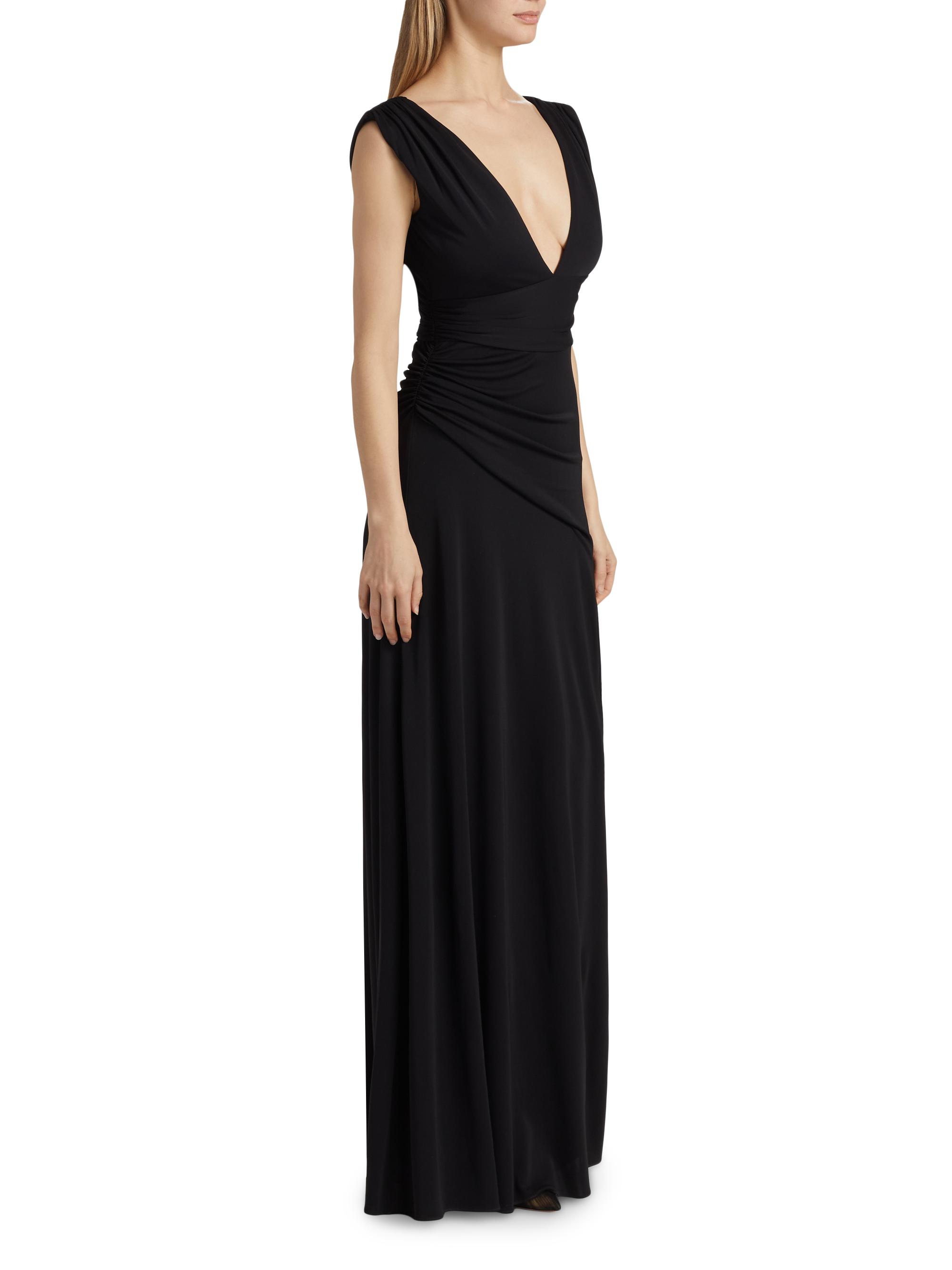 matte jersey evening dresses B&A by Betsy and Adam Ruched Halter Gown - Periwinkle