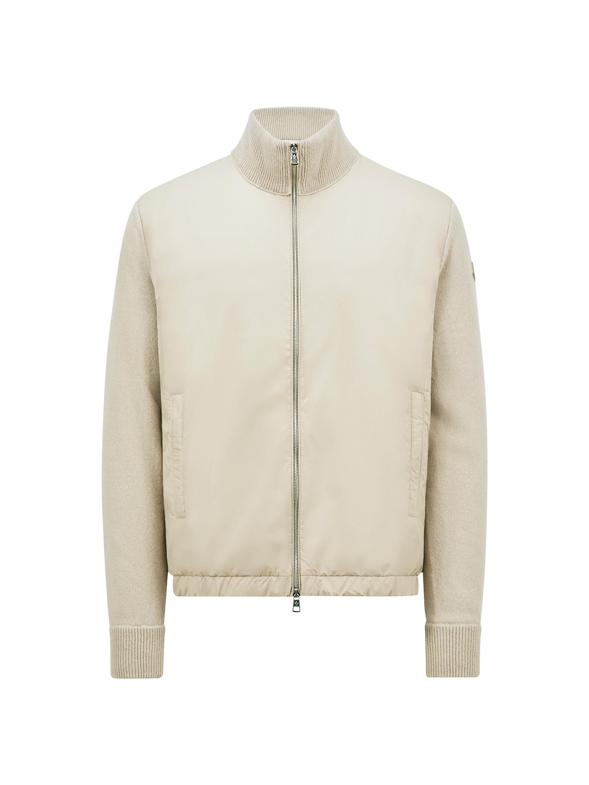 Moncler Men's Down-Filled Cardigan in Wool & Cashmere - Light Beige