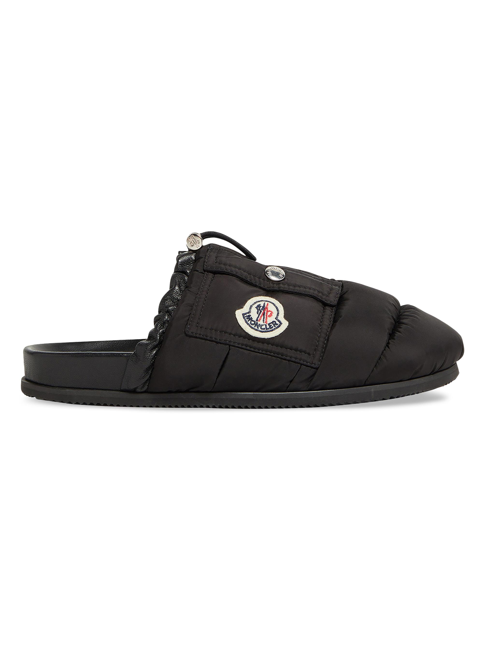 Moncler Women's Mon Pocket Down-Filled Mules in Leather - Black