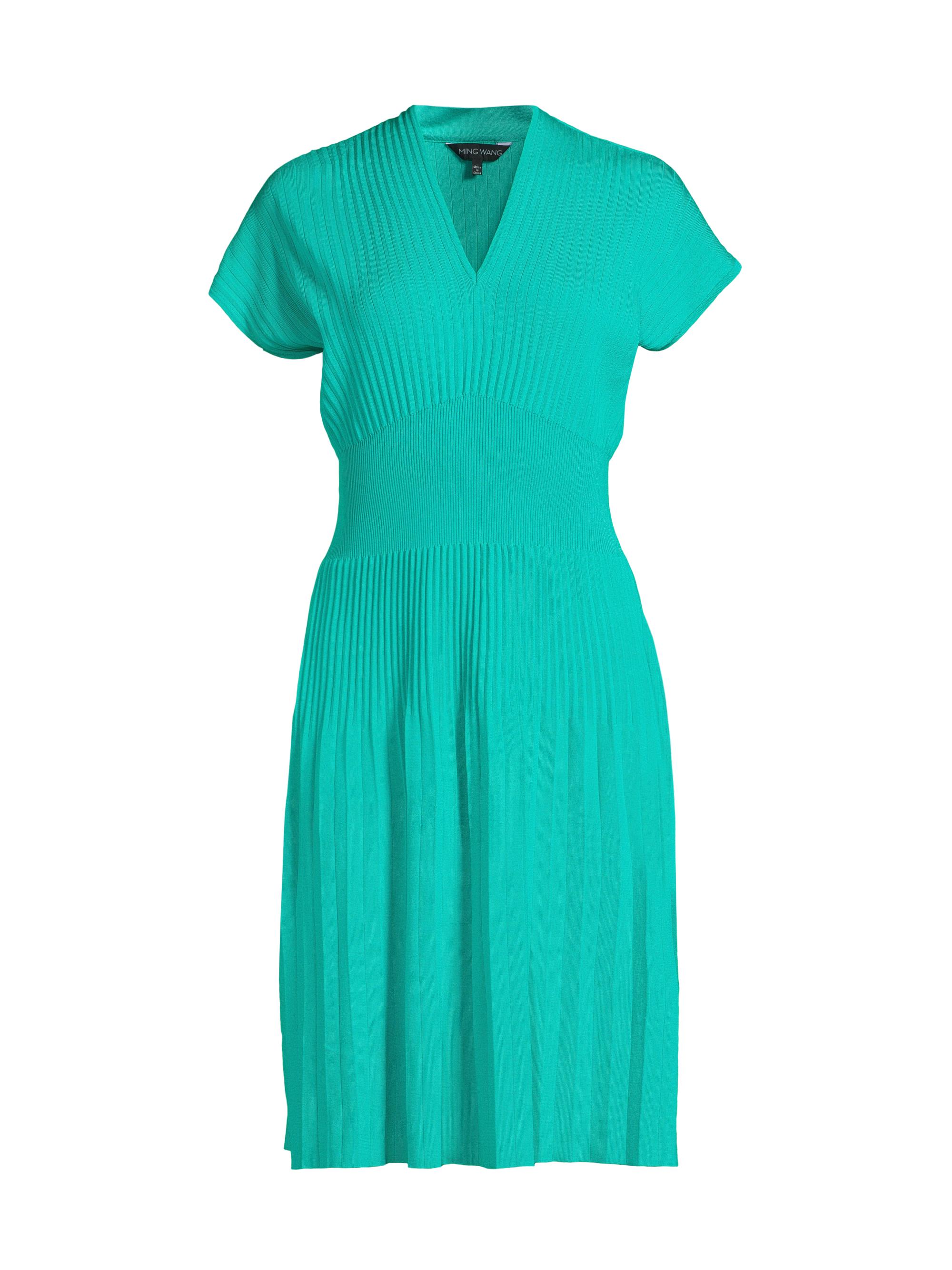 Ming Wang Women's Tanya Foster x  Sunburst Rib-Knit Minidress - Limestone