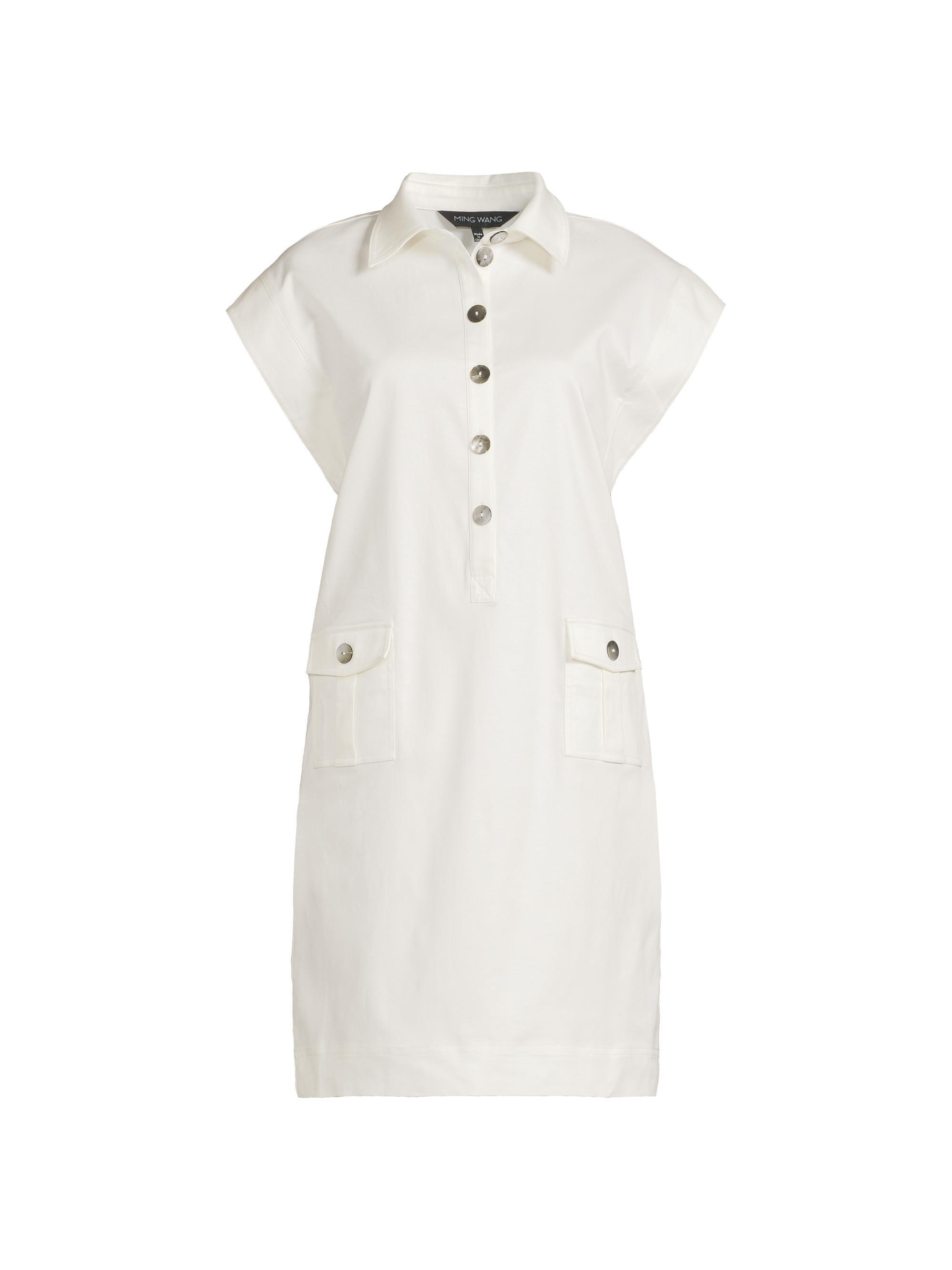 Ming Wang Women's Tanya Foster x  Plus Sateen Button-Front Minidress - White