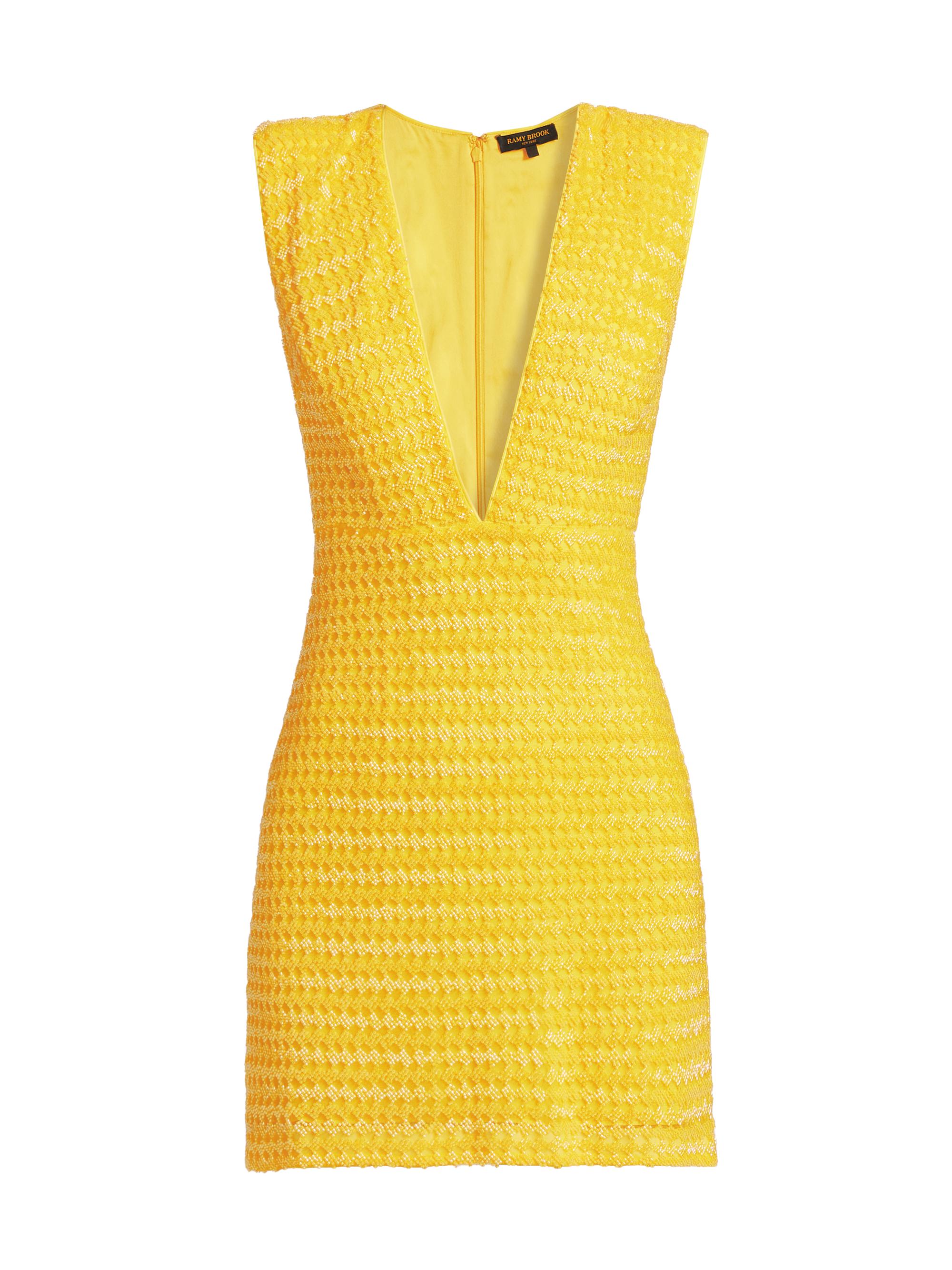 Ramy Brook Women's Lacey Beaded Sleeveless Minidress - Lemon Drop Bead