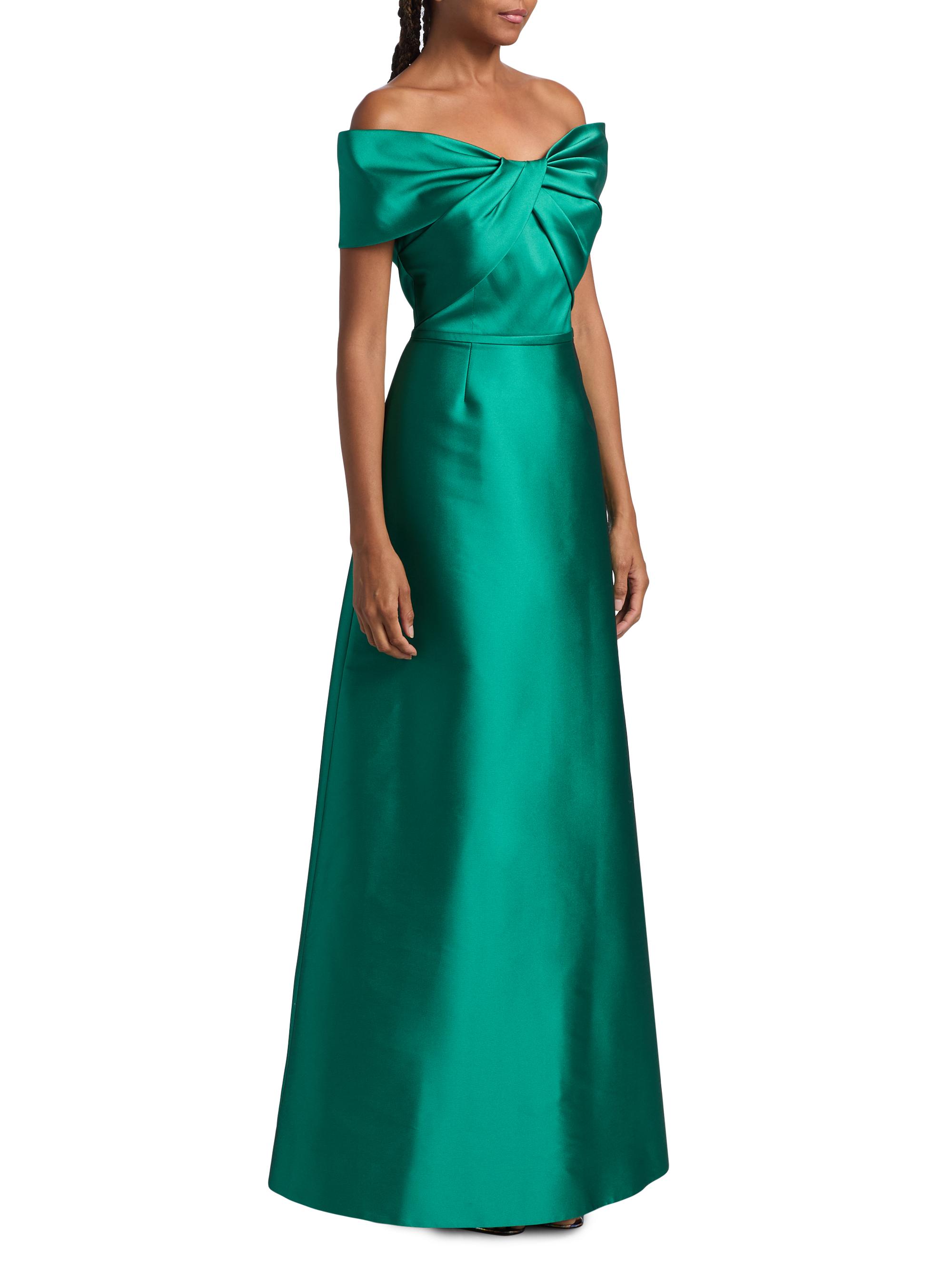 asymmetrical evening dress Xscape Women's Asymmetrical Neck Cap Sleeve Ruched High Slit Gown main image 0
