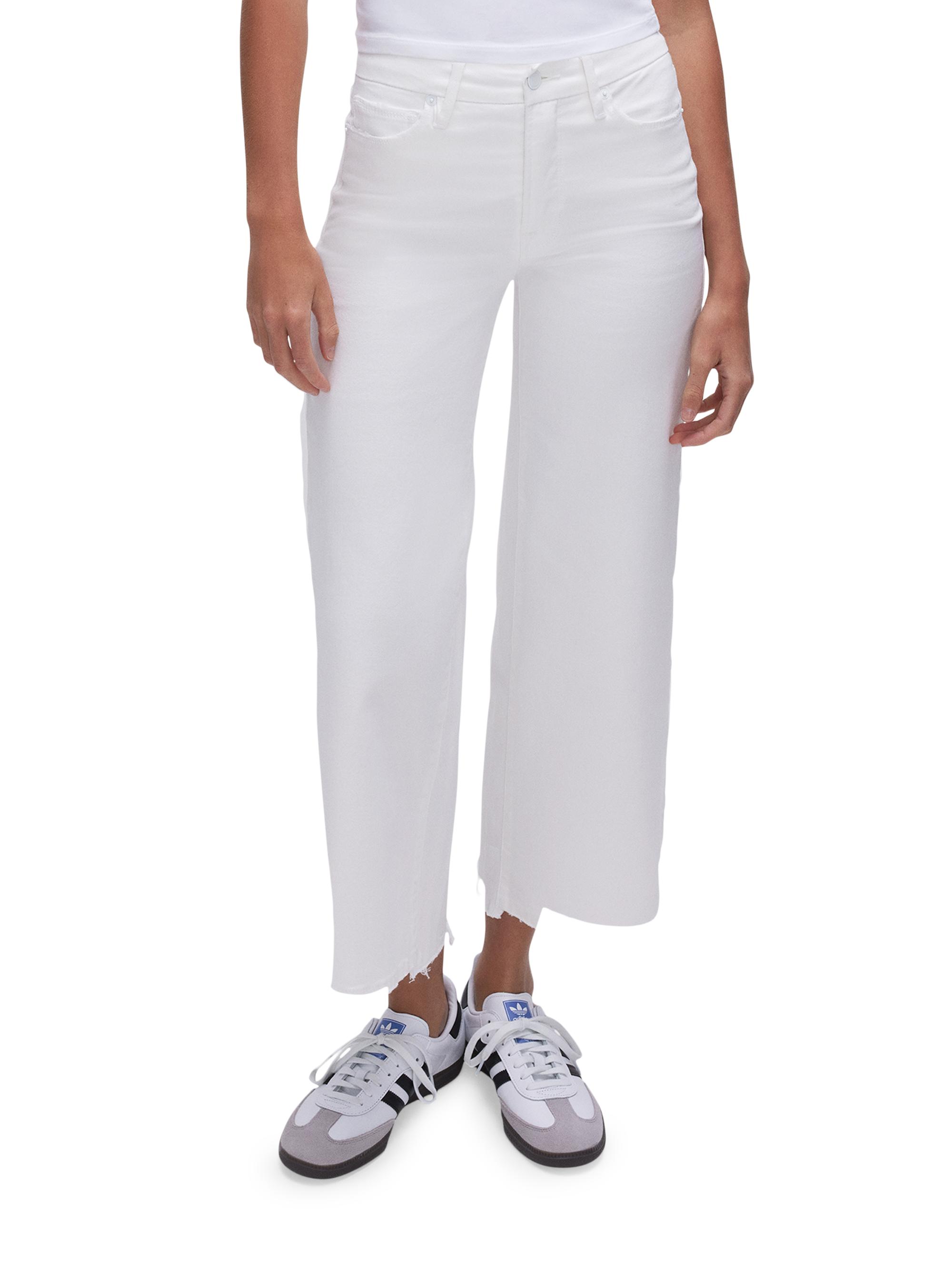 Good American Women's Good Waist Crop Palazzo Jeans - White