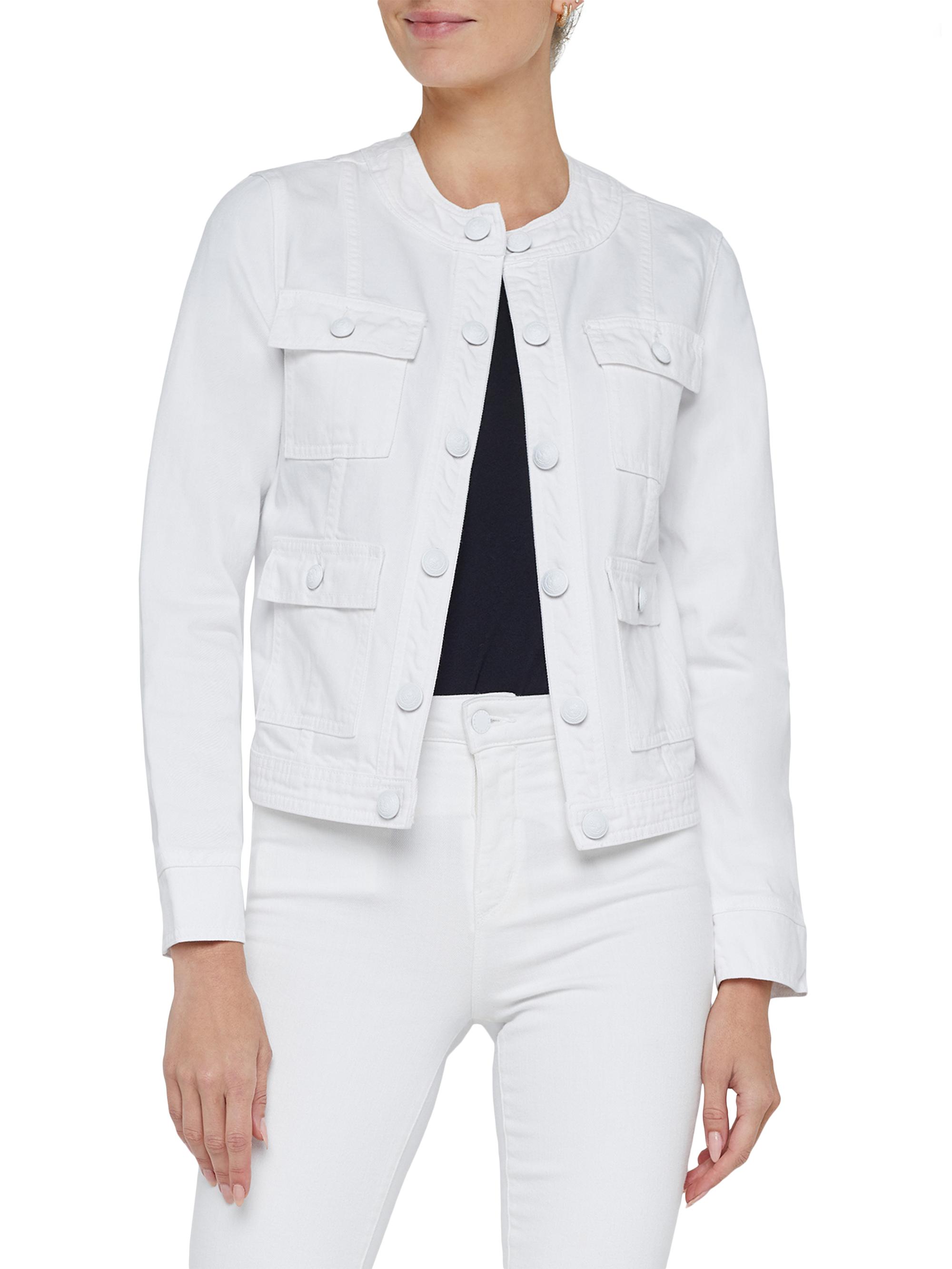 L'AGENCE Yari Denim Collarless Jacket | Saks Fifth Avenue