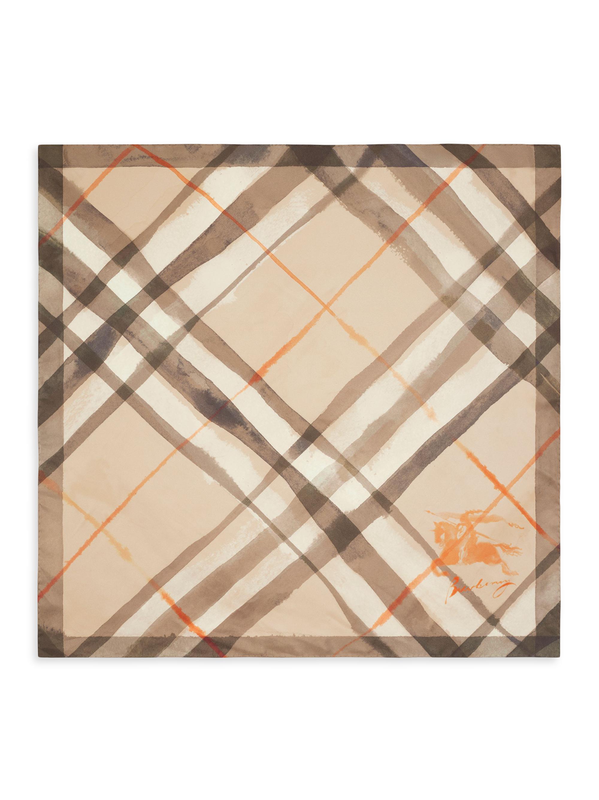 Burberry Women's Watercolor Check Silk Scarf - Birch