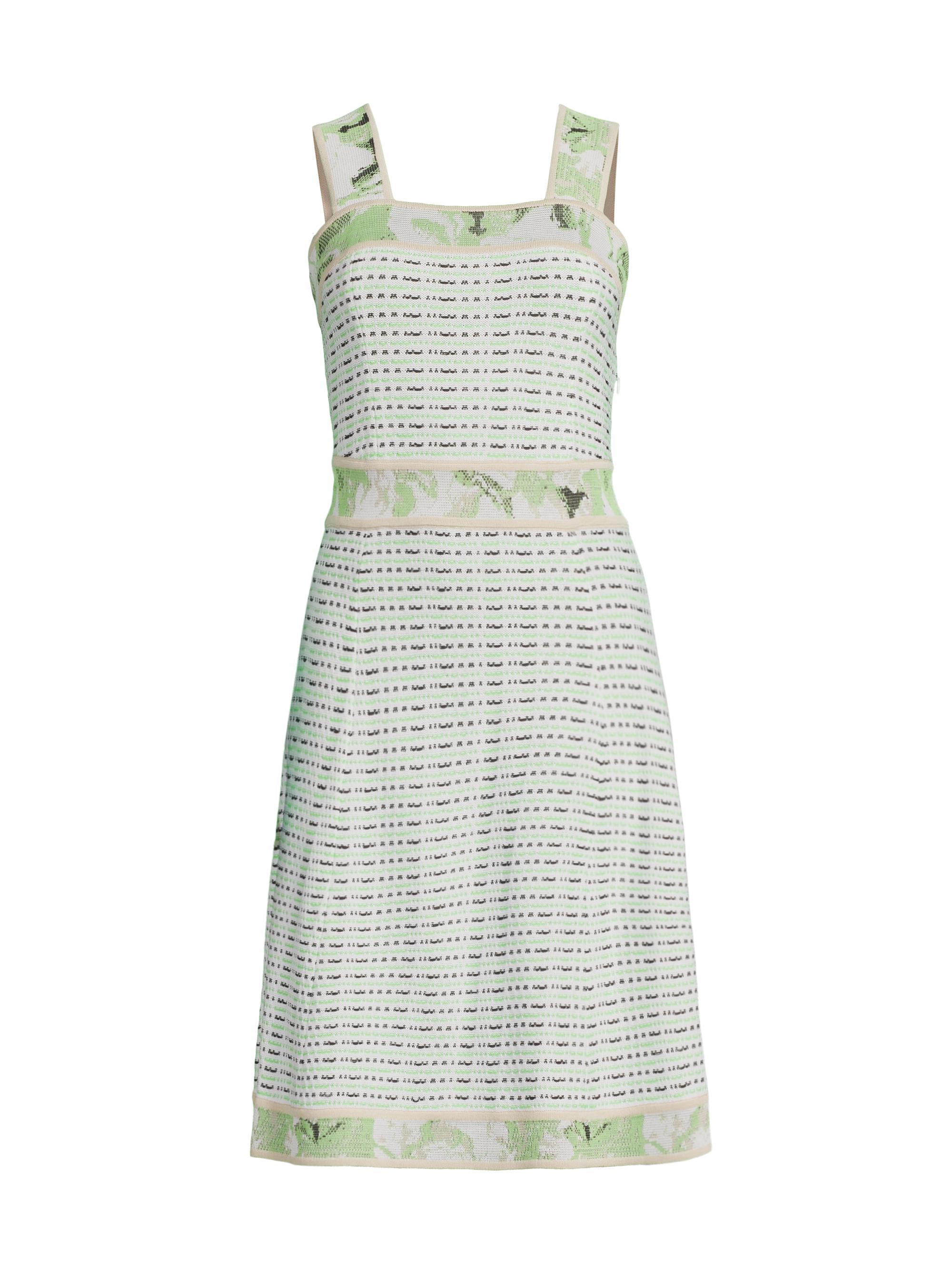 Ming Wang Women's Patterened Knee-Length A-Line Dress - Fern Limestone White Black