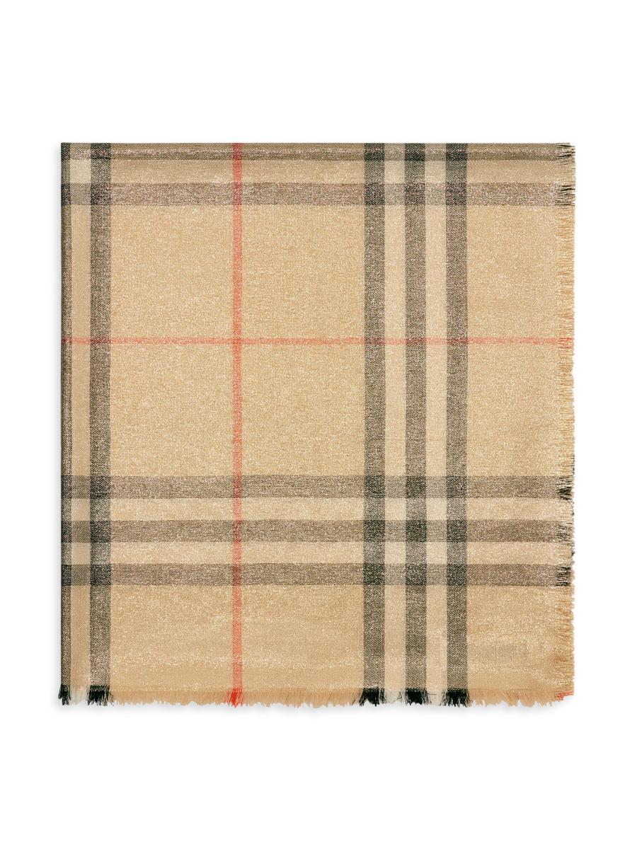 Burberry Check Metallic-Knit Wool-Blend Scarf | Saks Fifth Avenue