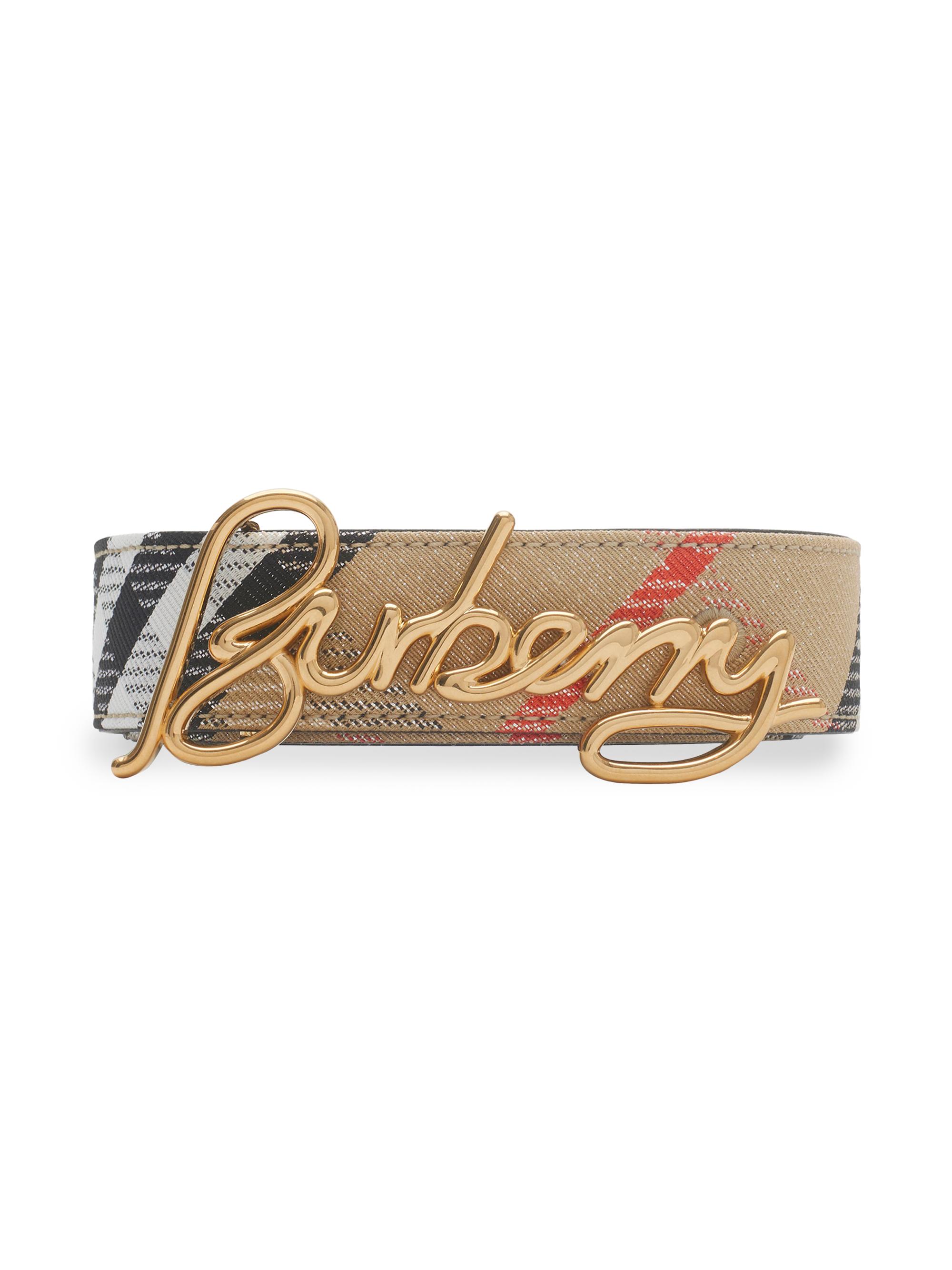 Burberry Women's Reversible Check Signature Belt - Sand Check Black