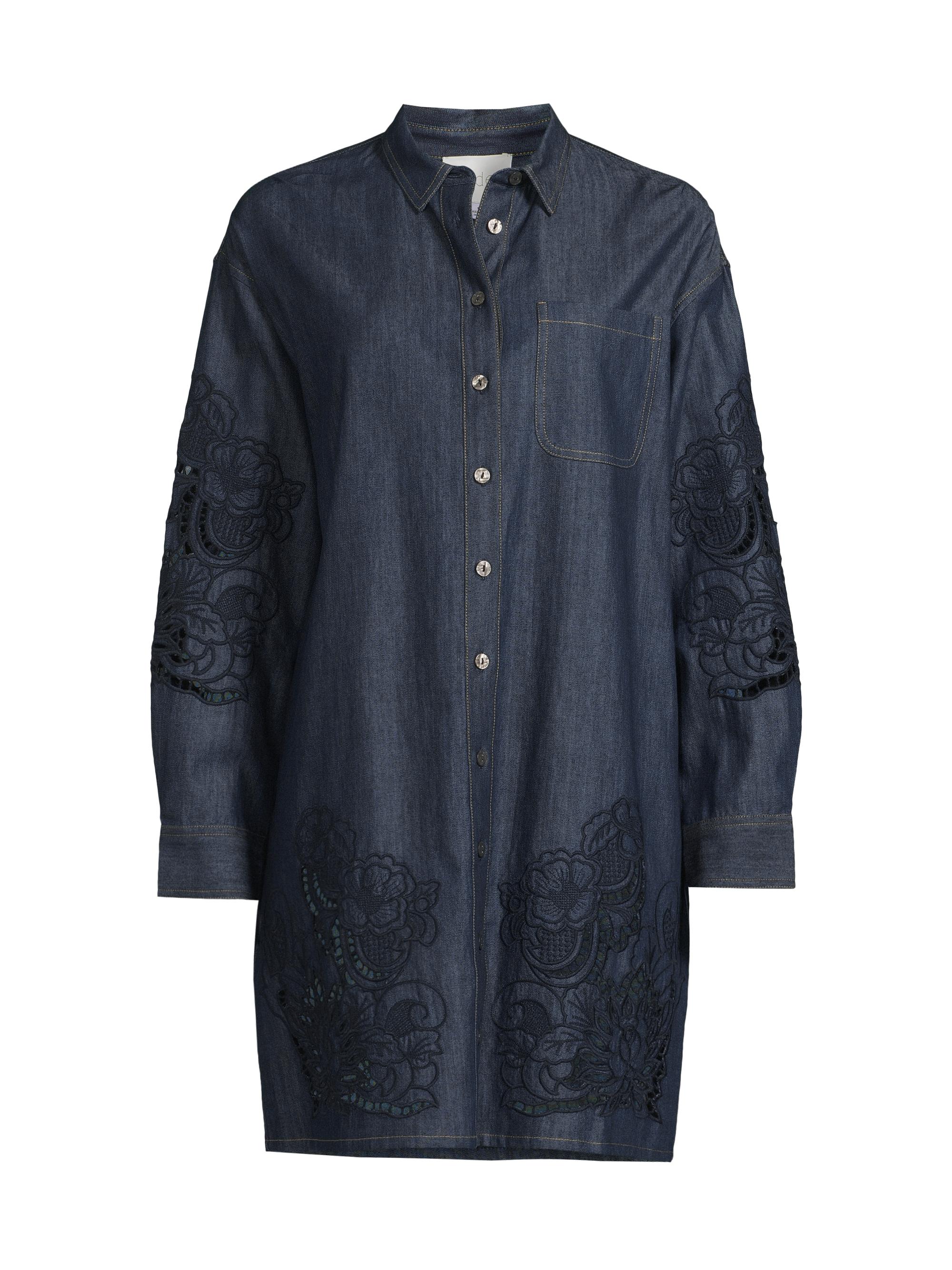Johnny Was Women's Katella Denim Mini Shirtdress - Dark Wash