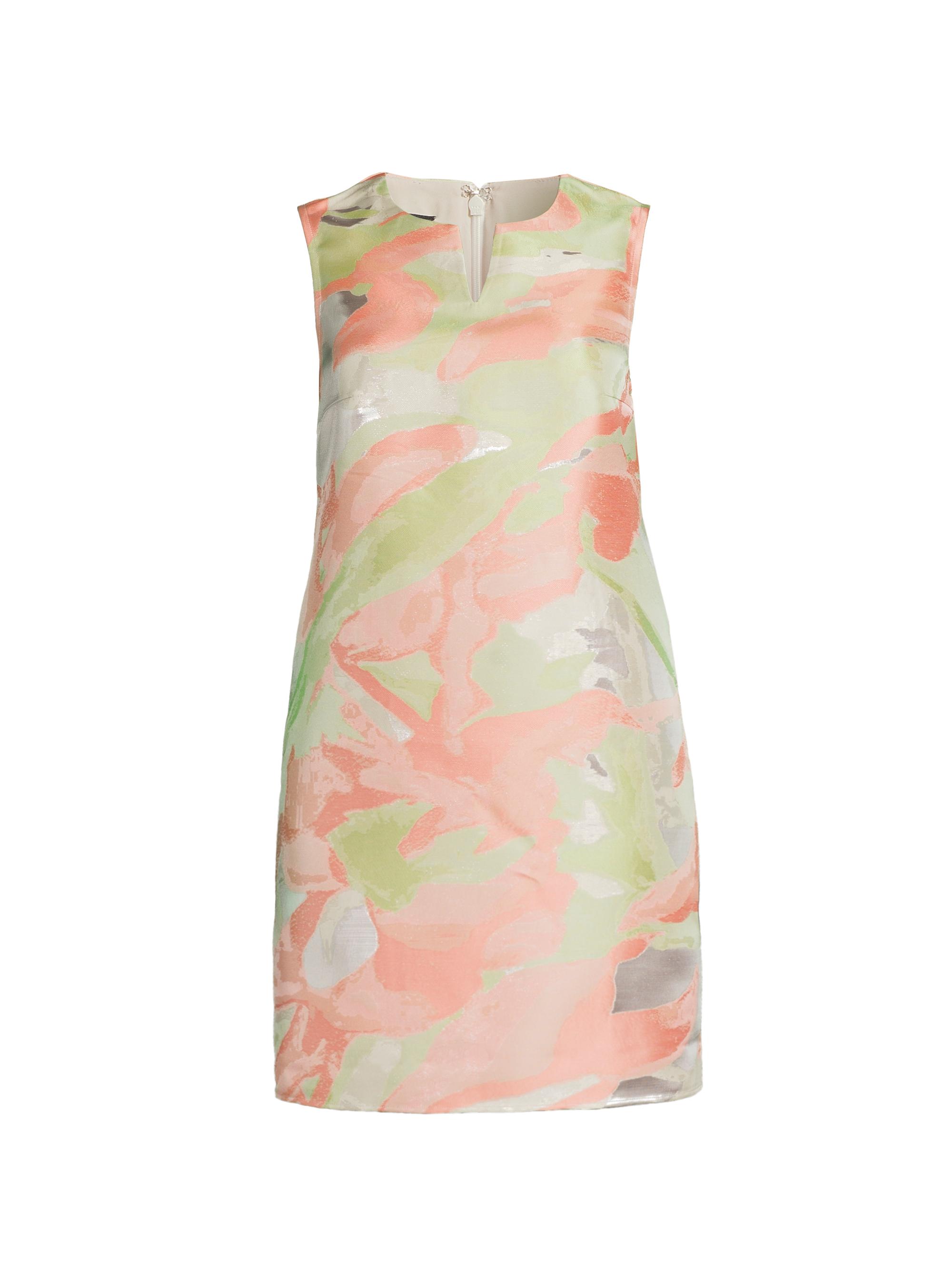 Ming Wang Women's Abstract Sleeveless Sheath Minidress - Fern Orange Limestone White