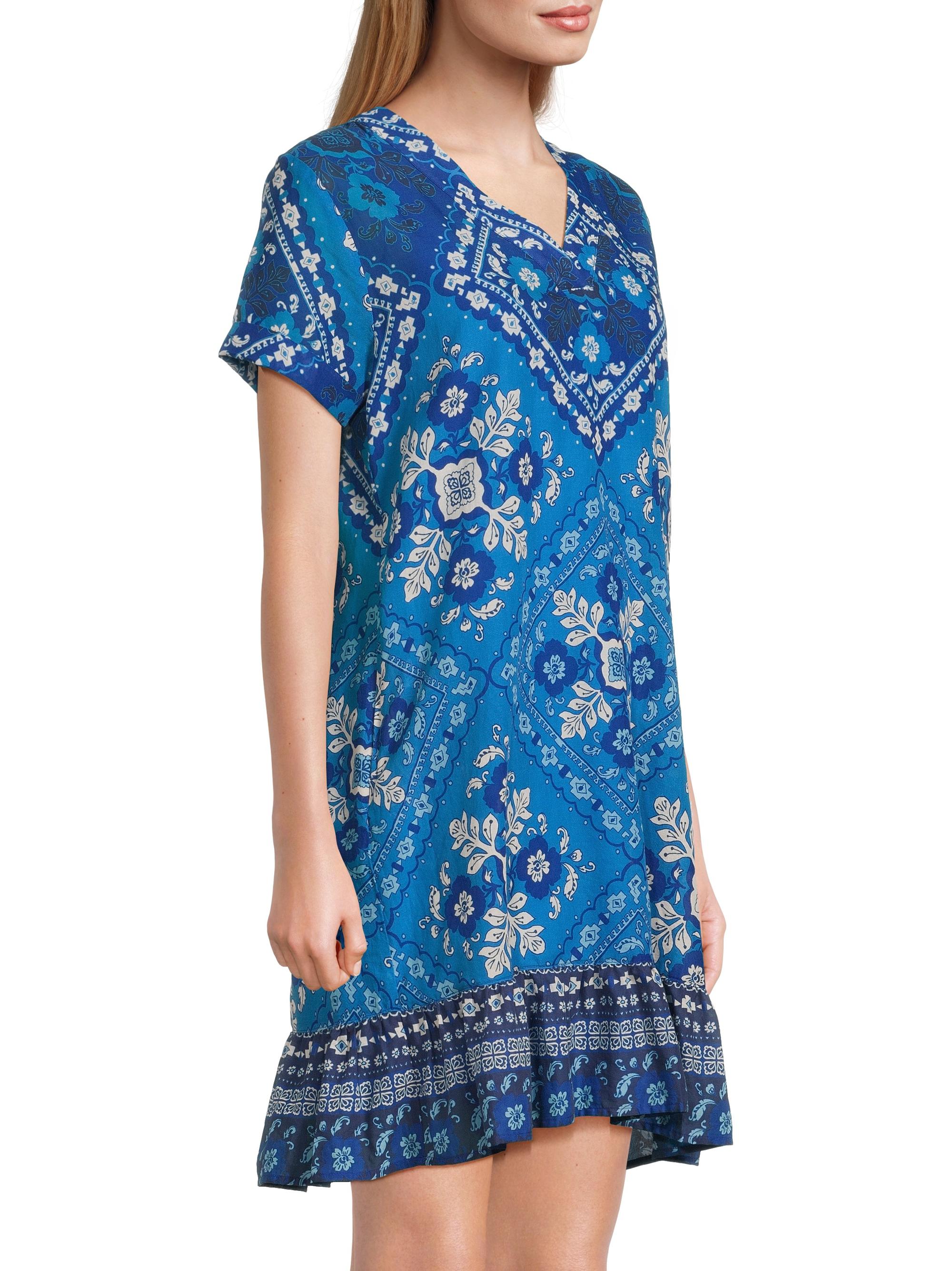 Johnny Was Ciena Printed Flounce Shift Midi-Dress | Saks Fifth Avenue