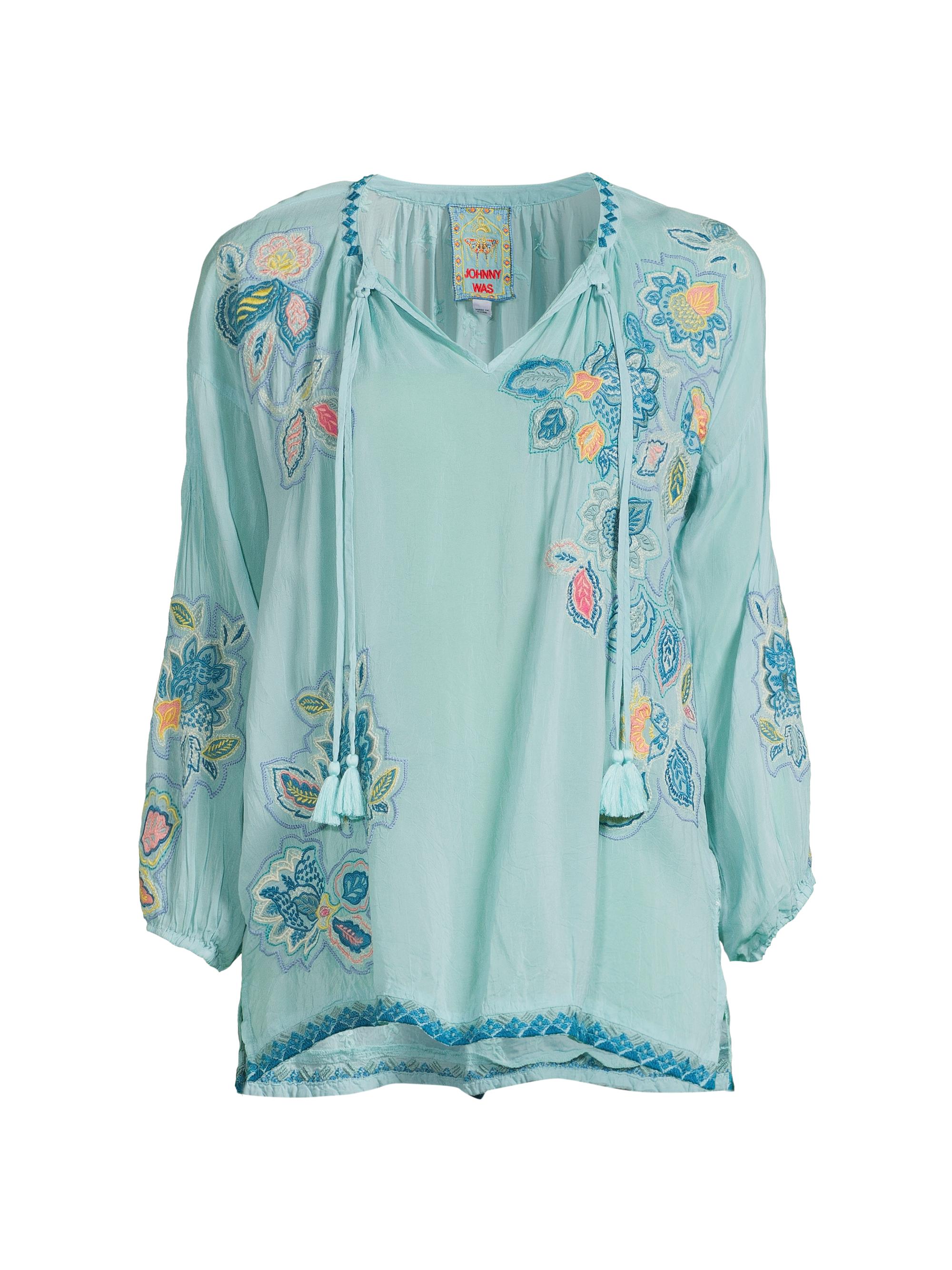 Johnny Was Women's The Margot Peasant Blouse - Marine Blue