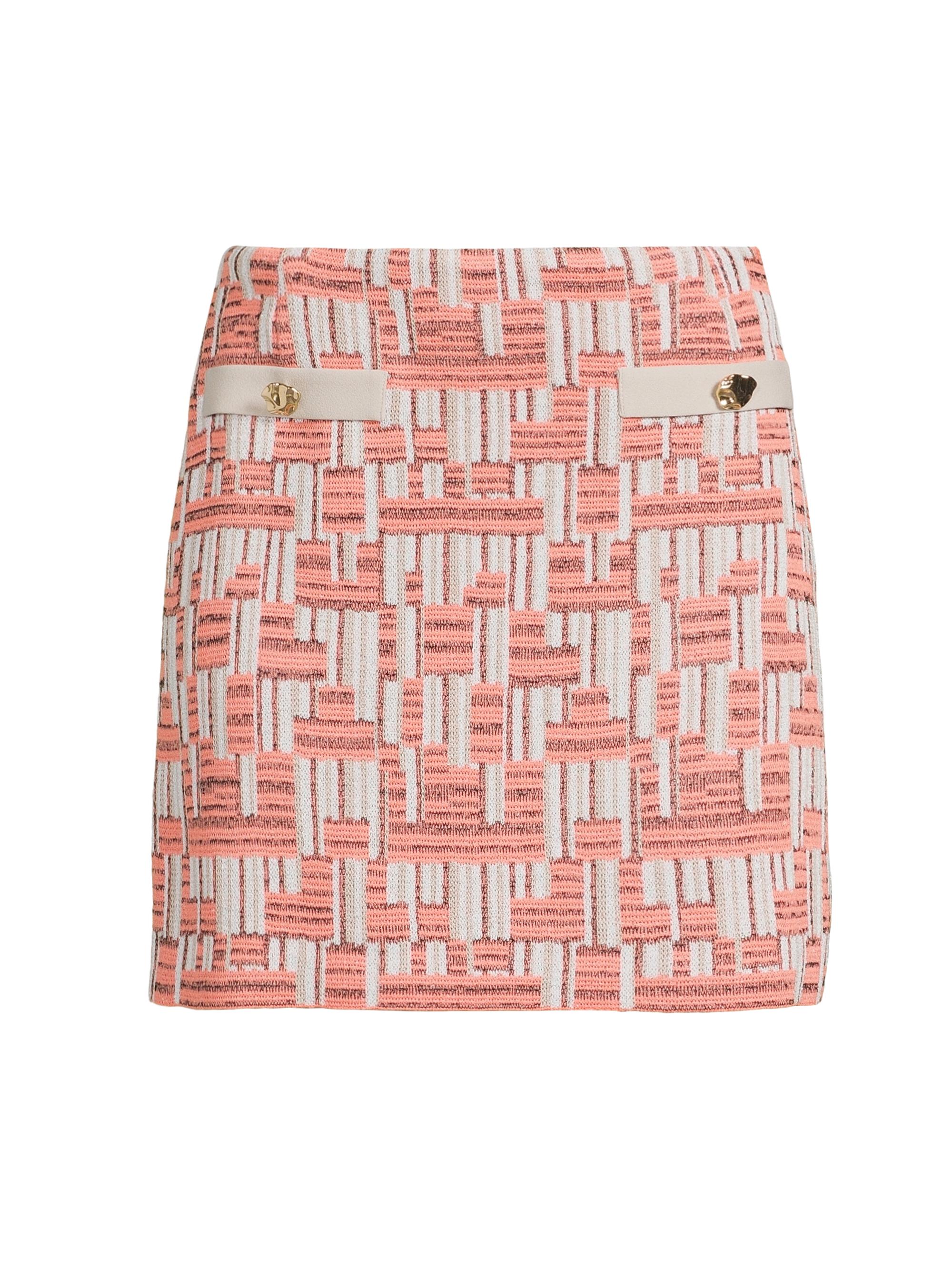 Ming Wang Women's Geometric Knit Miniskirt - Peach Limestone