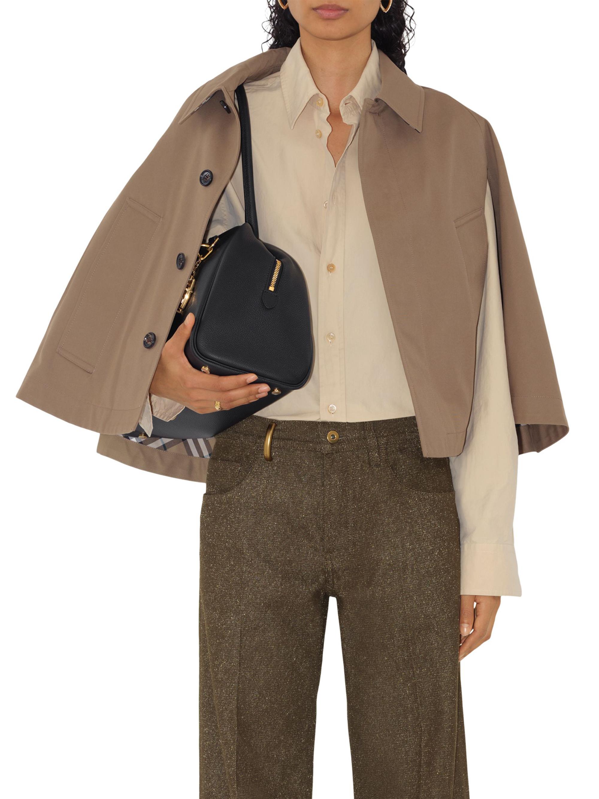 Burberry Check Lined Cotton Short Cape Jacket | Saks Fifth Avenue