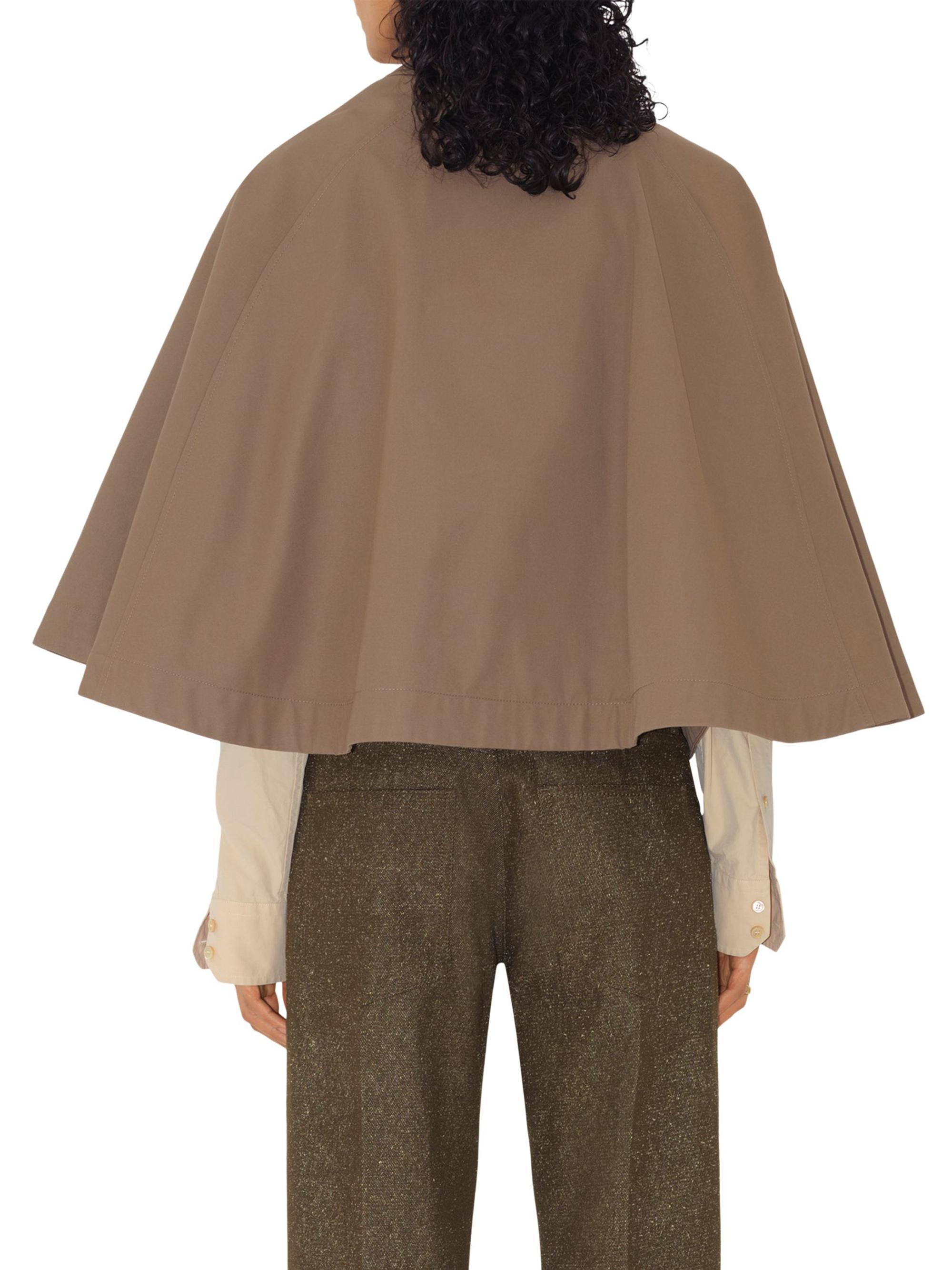 Burberry Check Lined Cotton Short Cape Jacket | Saks Fifth Avenue