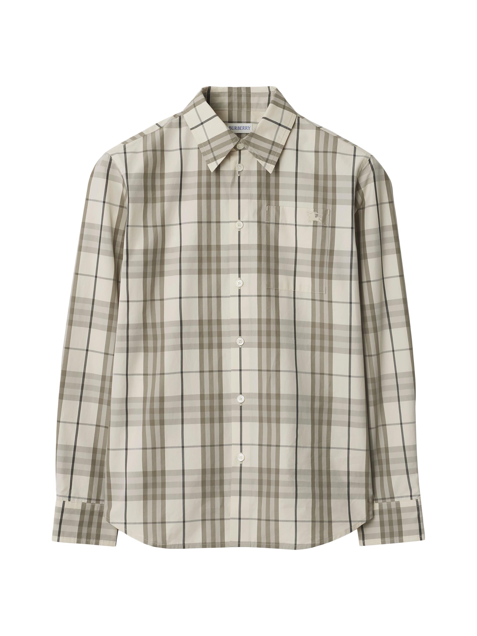 Burberry Women's Check Point Collar Cotton Shirt - Cotton Ip Check