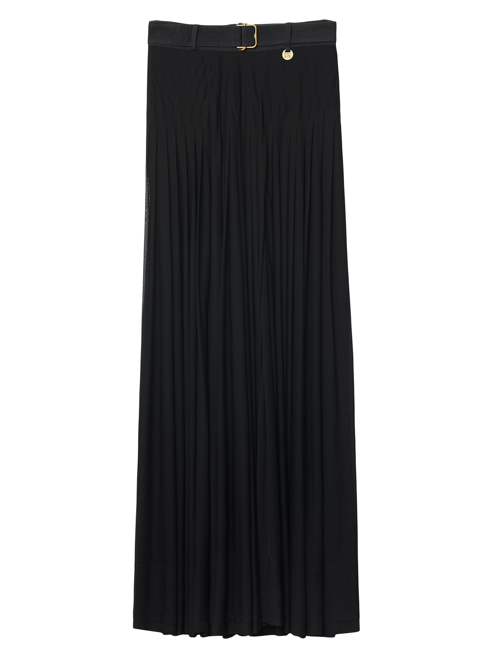 Burberry Women's Belted Pleated Maxi Skirt - Black