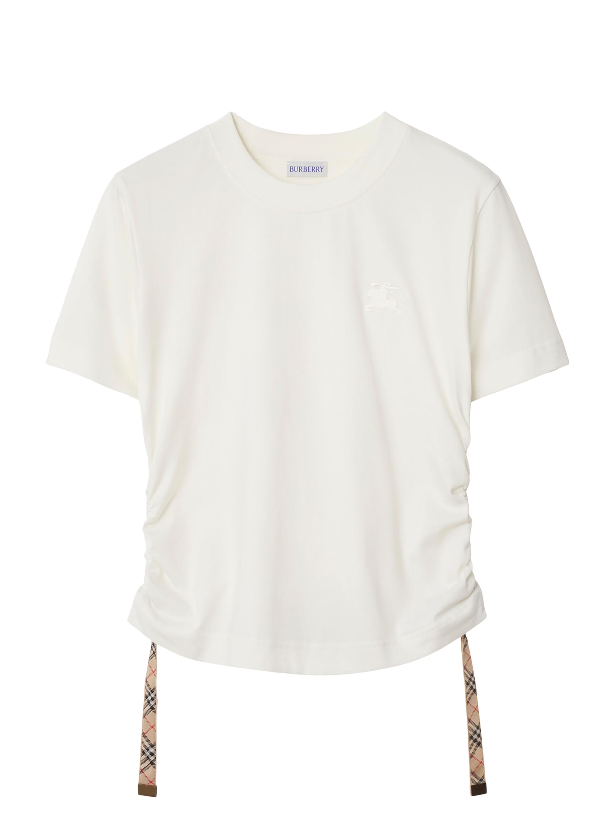 Burberry Women's Ruched Cotton T-Shirt - Chalk