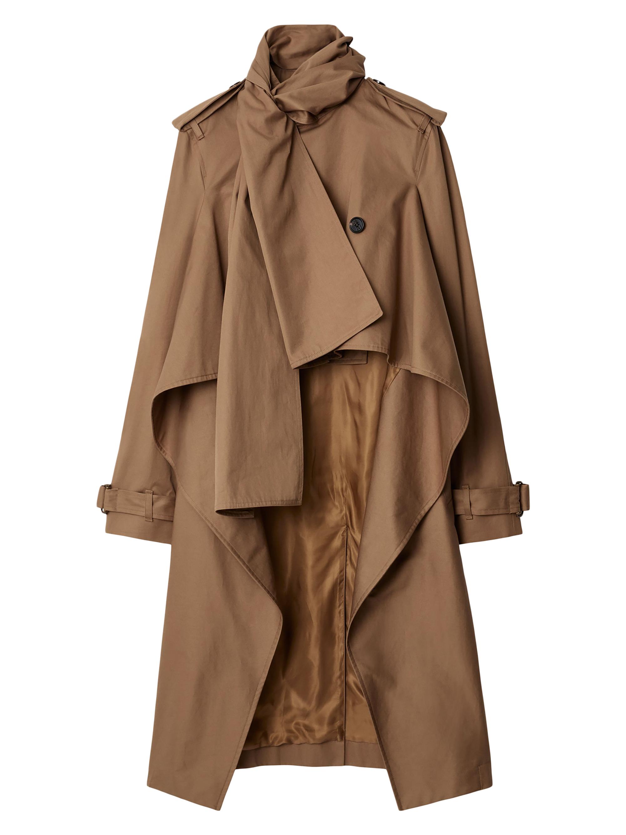 Burberry Women's Drapeneck Cotton Trench Coat - Warm Cocoa