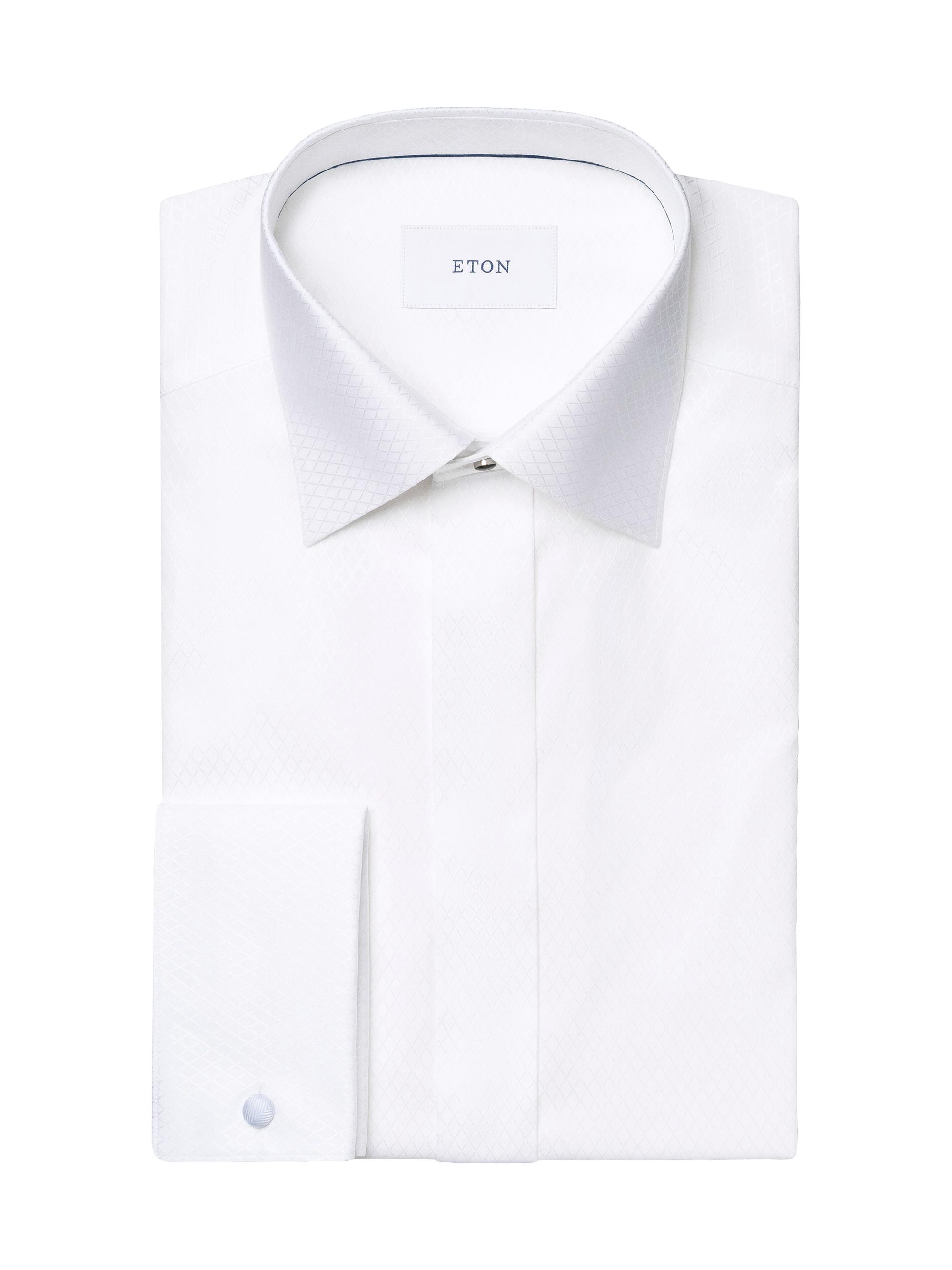 Eton Men's Slim-Fit Textured Fly-Front Formal Shirt - White