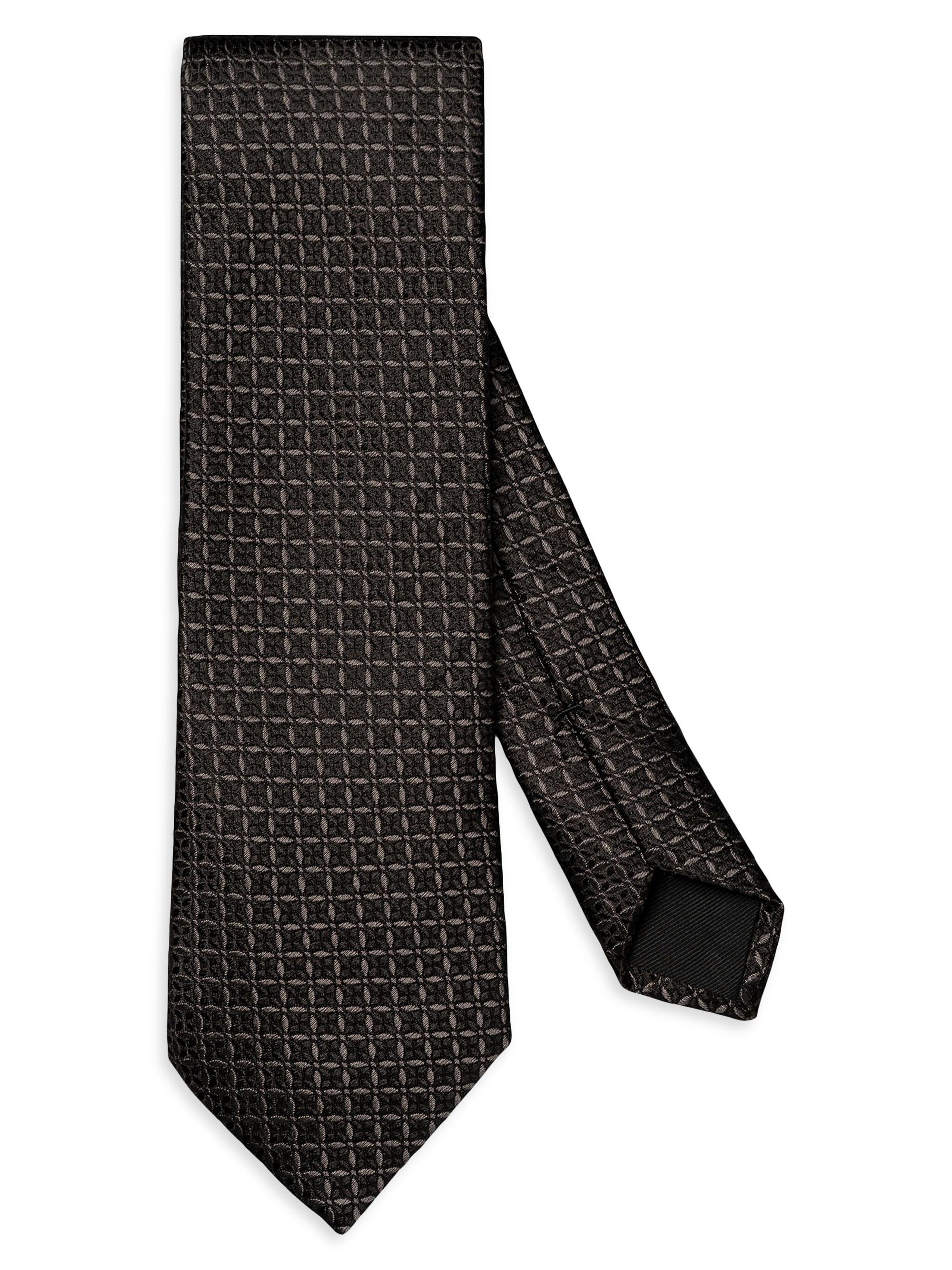 Eton Men's Geometric Silk Tie - Black