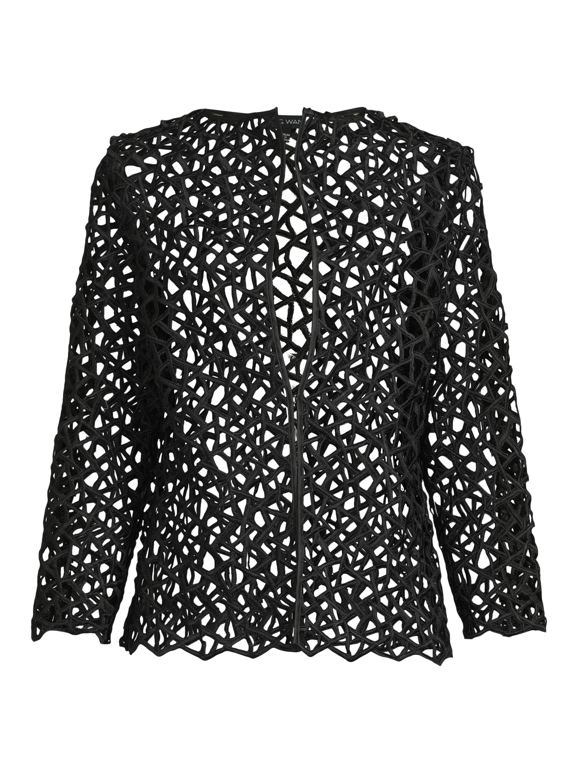 Ming Wang Women's Corded Open-Front Jacket - Black