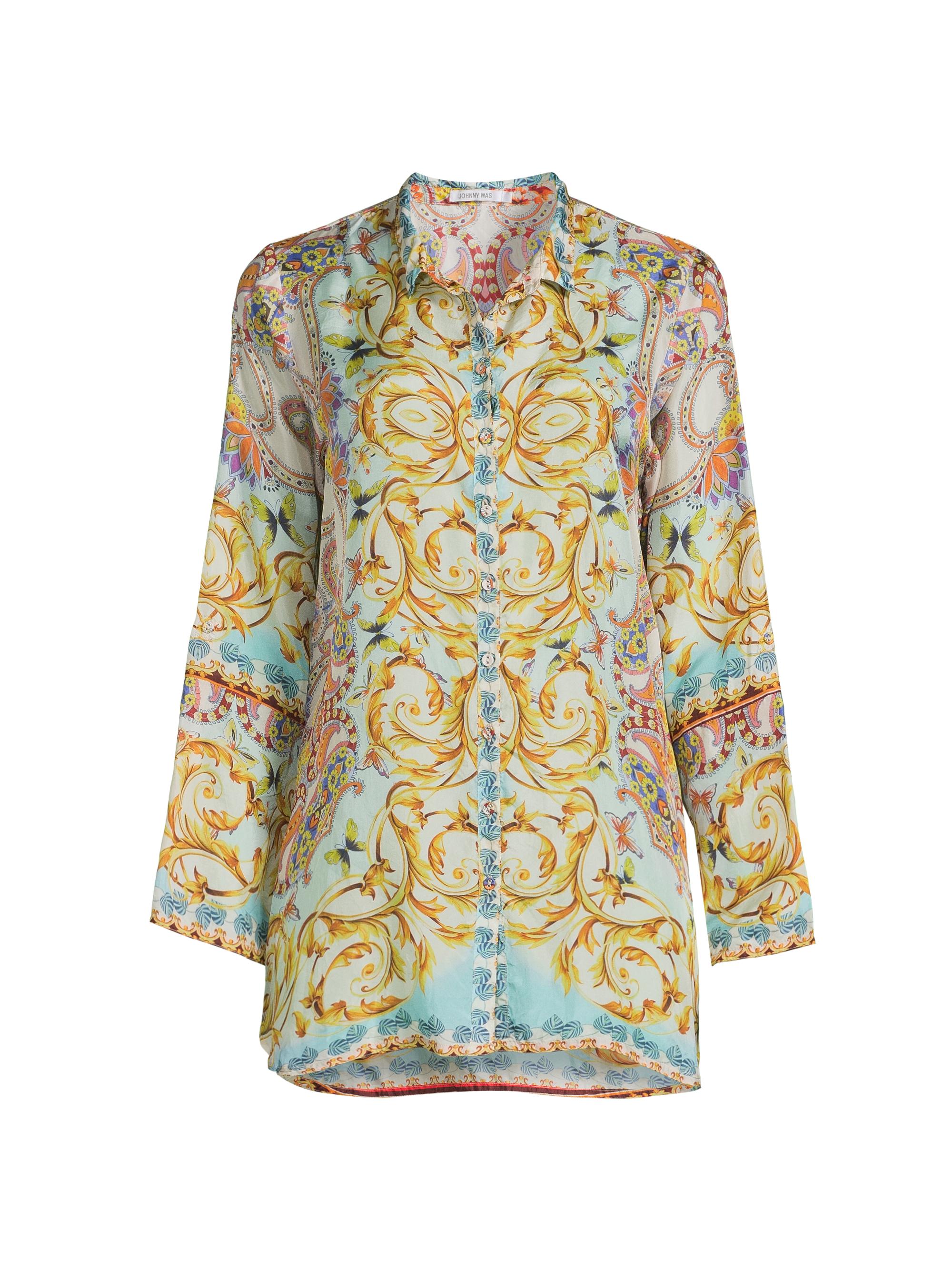 Johnny Was Women's Indy Printed Silk Tunic - Scroll Scarf