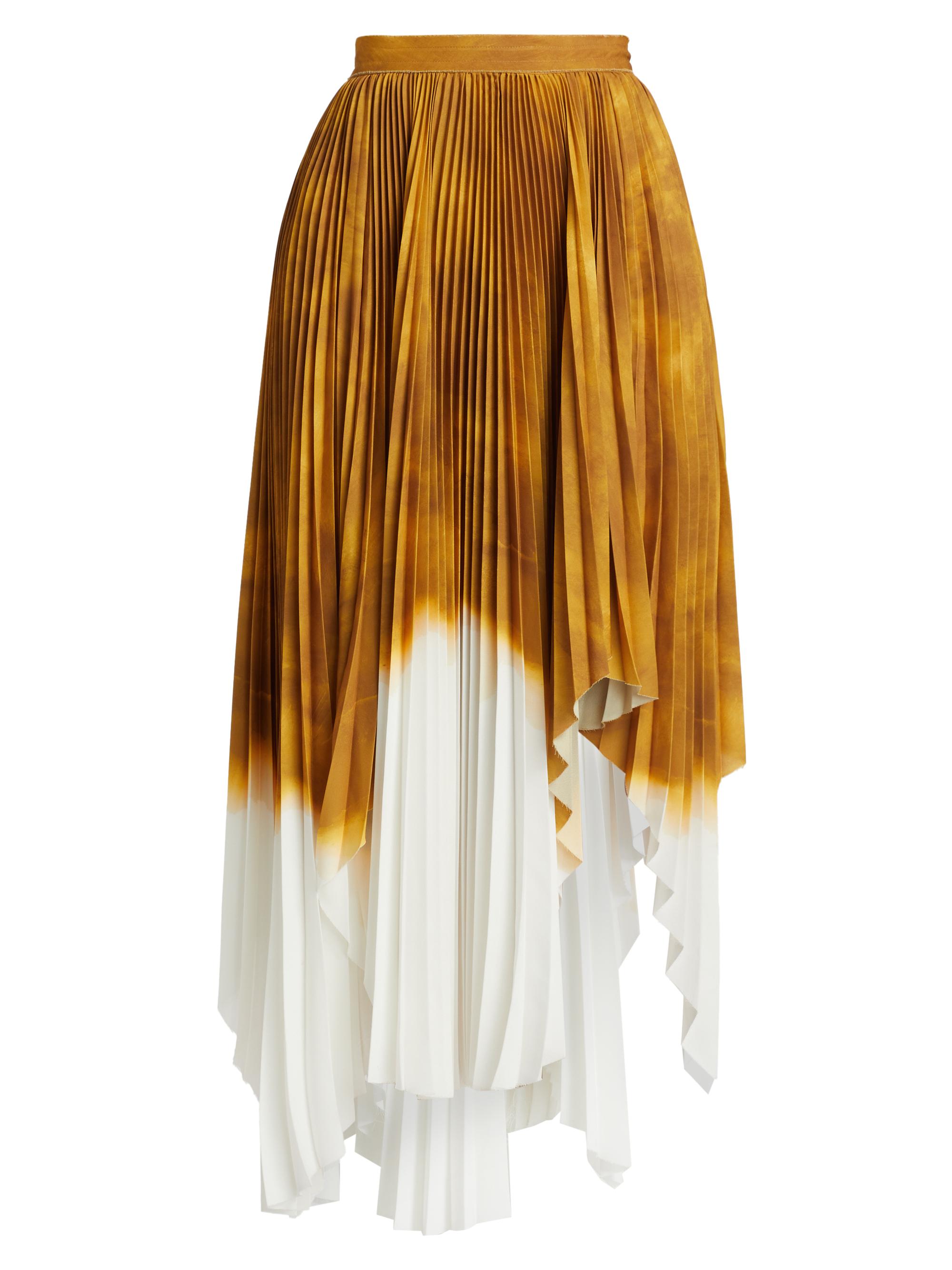 Jason Wu Collection Women's Painted Stripe Pleated Asymmetrical Midi-Skirt - Marigold