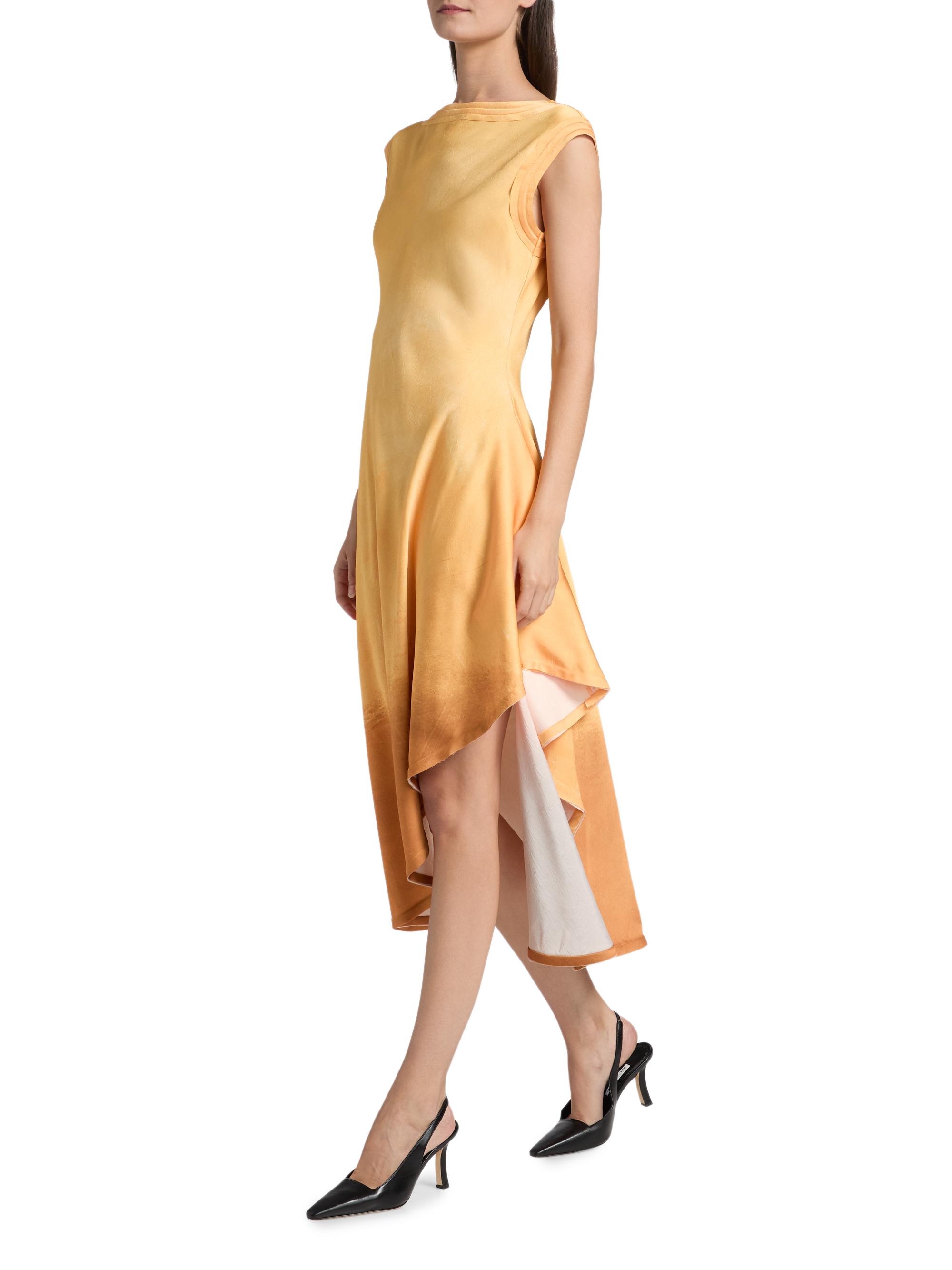 knee length dresses for ladies Zimmermann Crush Asymmetrical Midi Dress Yellow Floral