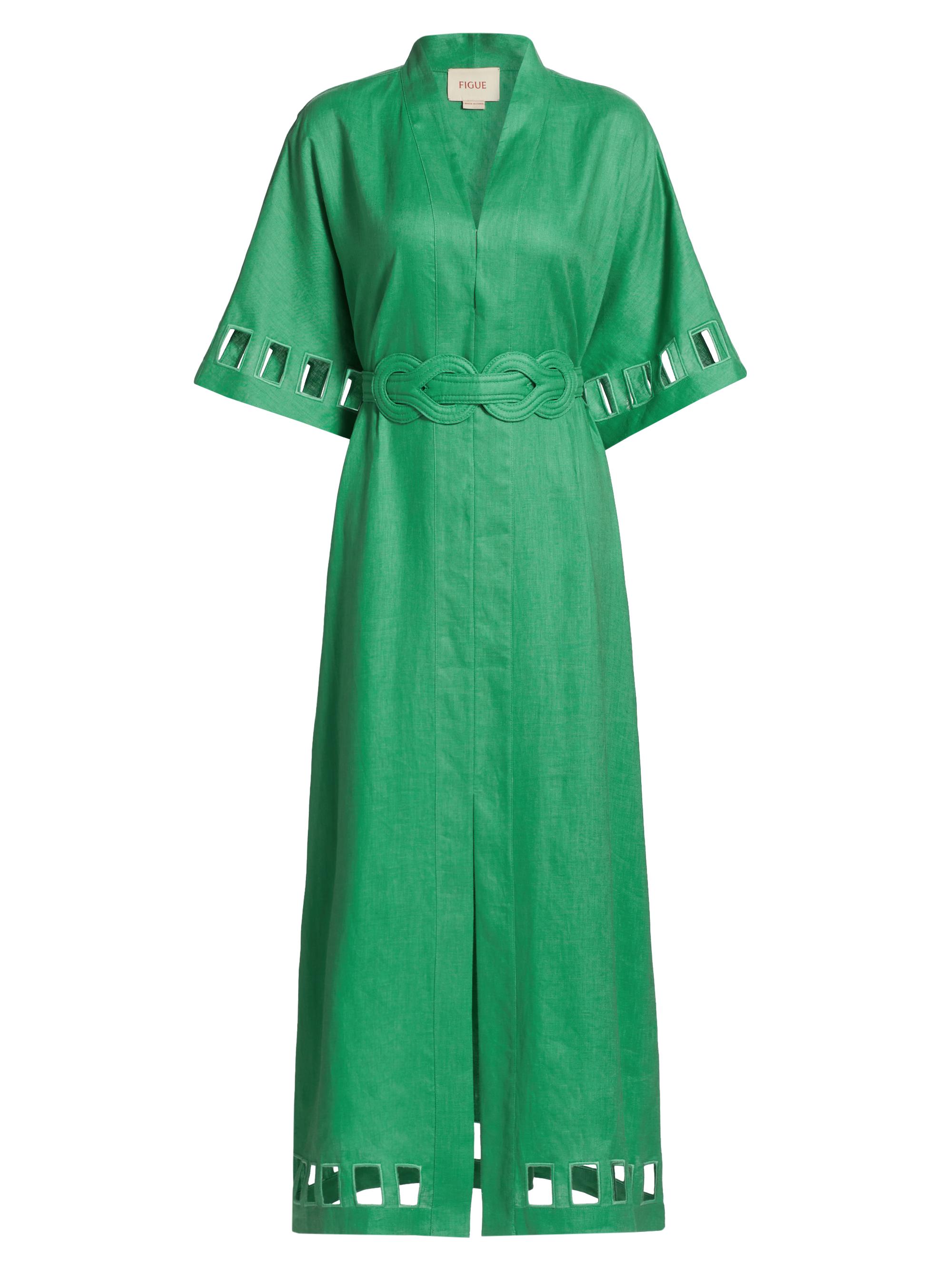 white christmas dresses Cut-Out Linen Dress TAHITI in White main image 1