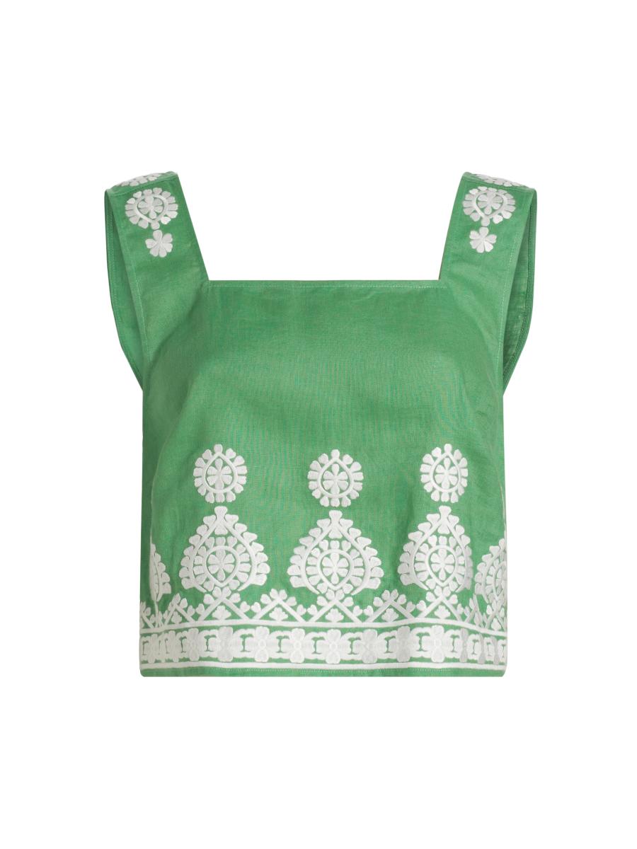4/25まで！RIV NOBUHIKO AMY EMBROIDERY TOP Bandage Figure Form Knit Embellished Square Neck Top | Karen