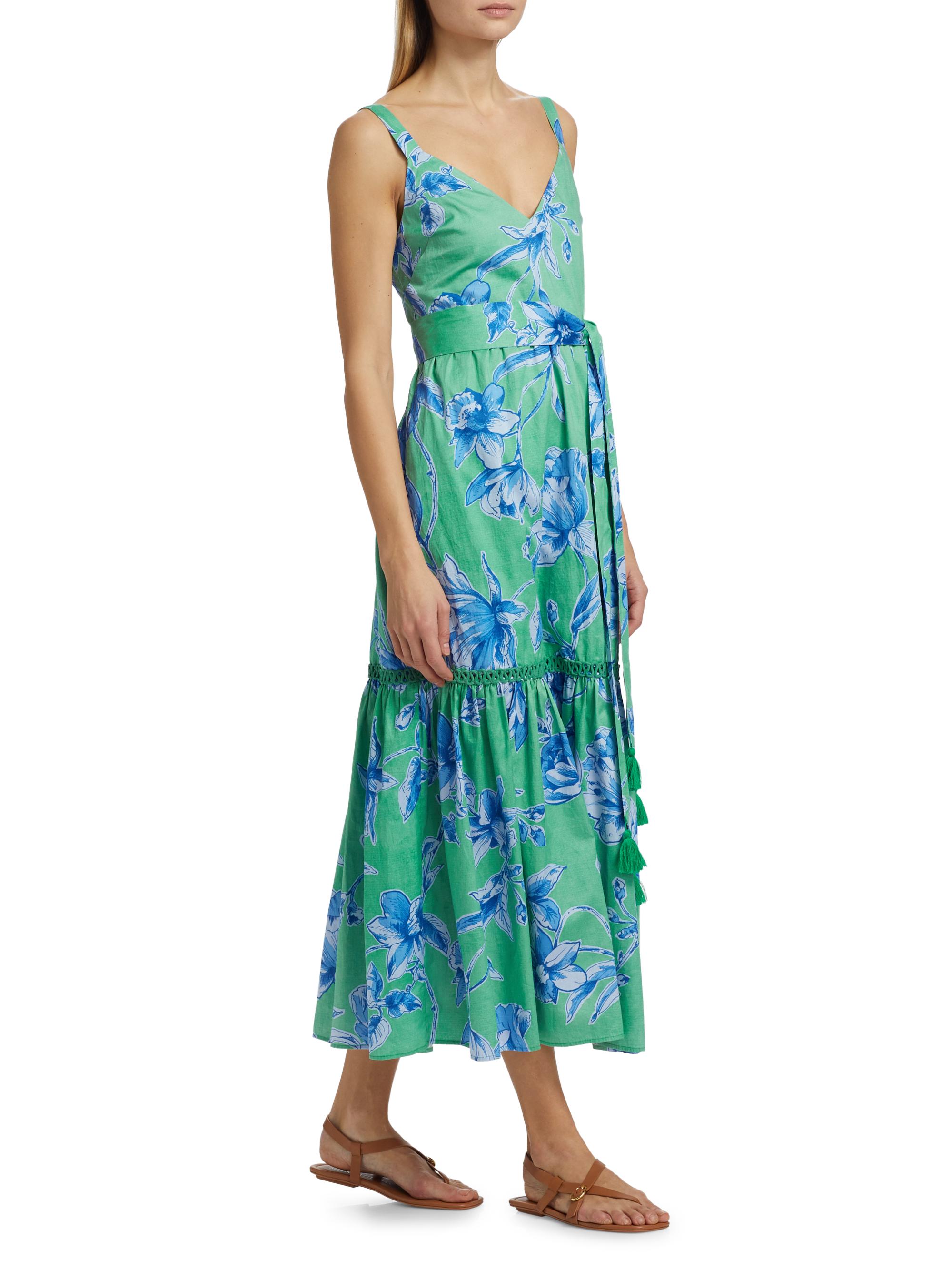 green emerald velvet dress Miss Circle Women's Corinne White Poplin Flared Maxi Dress with Removable Bow main image 0