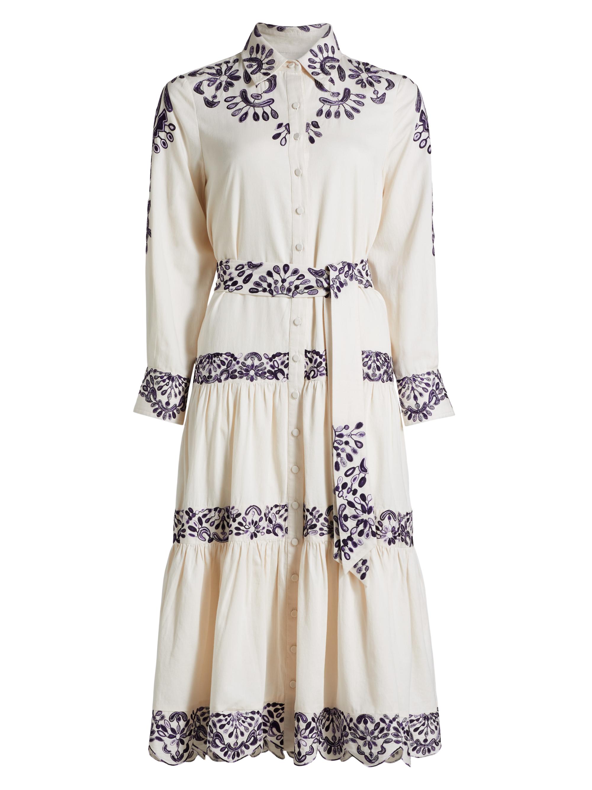 Figue Women's Molly Embroidered Cotton Midi-Shirtdress - Chalk