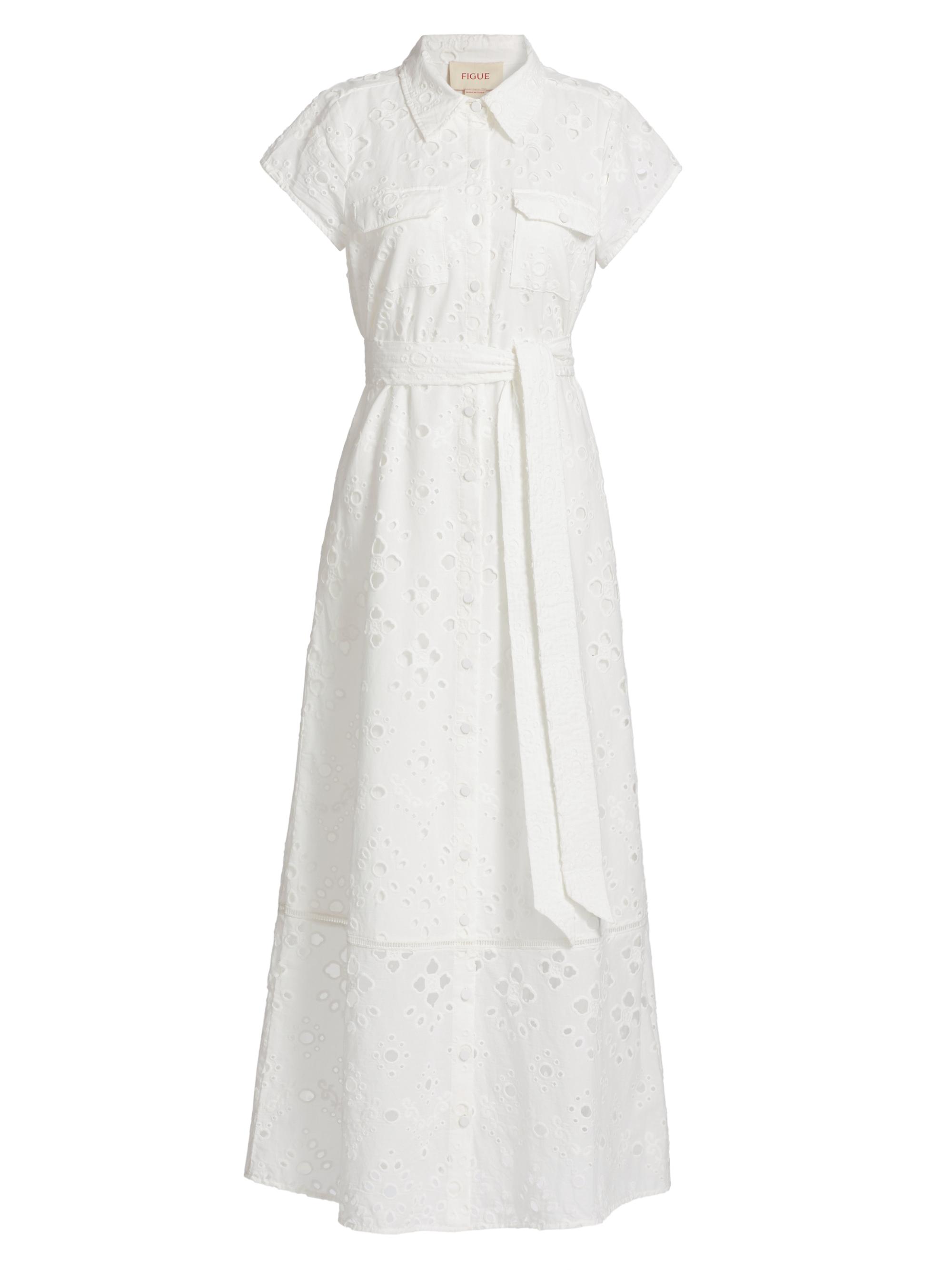 Figue Women's Mykonos Eyelet Cotton Shirtdress - Chalk
