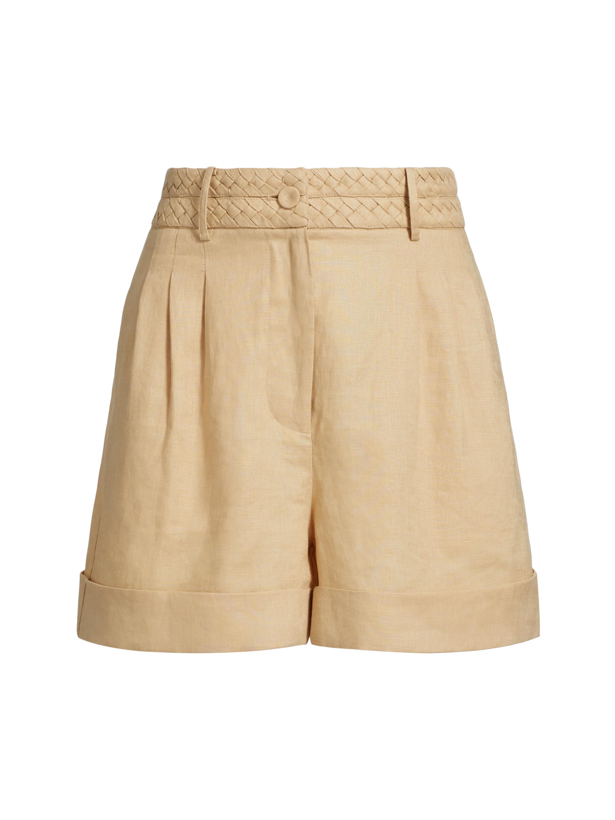 Figue Women's Uma Braided Linen Cuff-Hem Shorts - Beige Multi