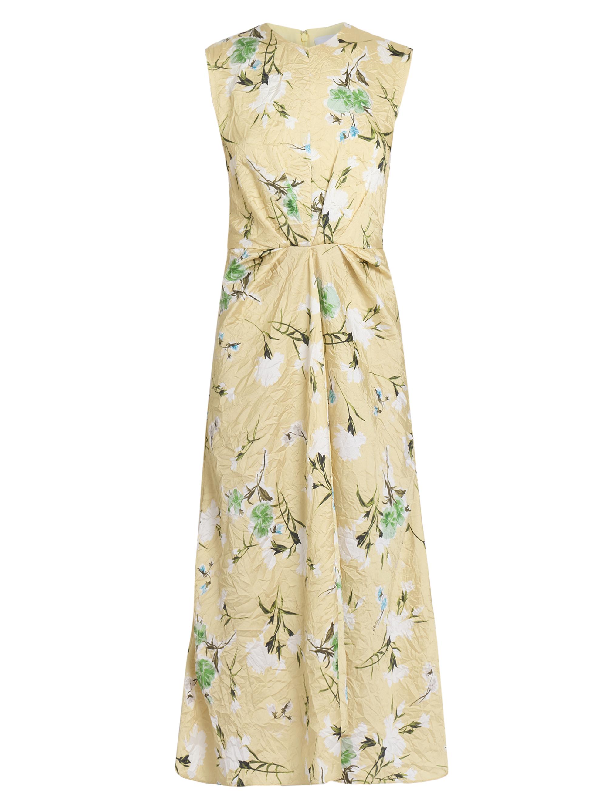 Erdem Women's Floral Pencil Tucked Midi-Dress - Marguerite Floral Lemon Ice