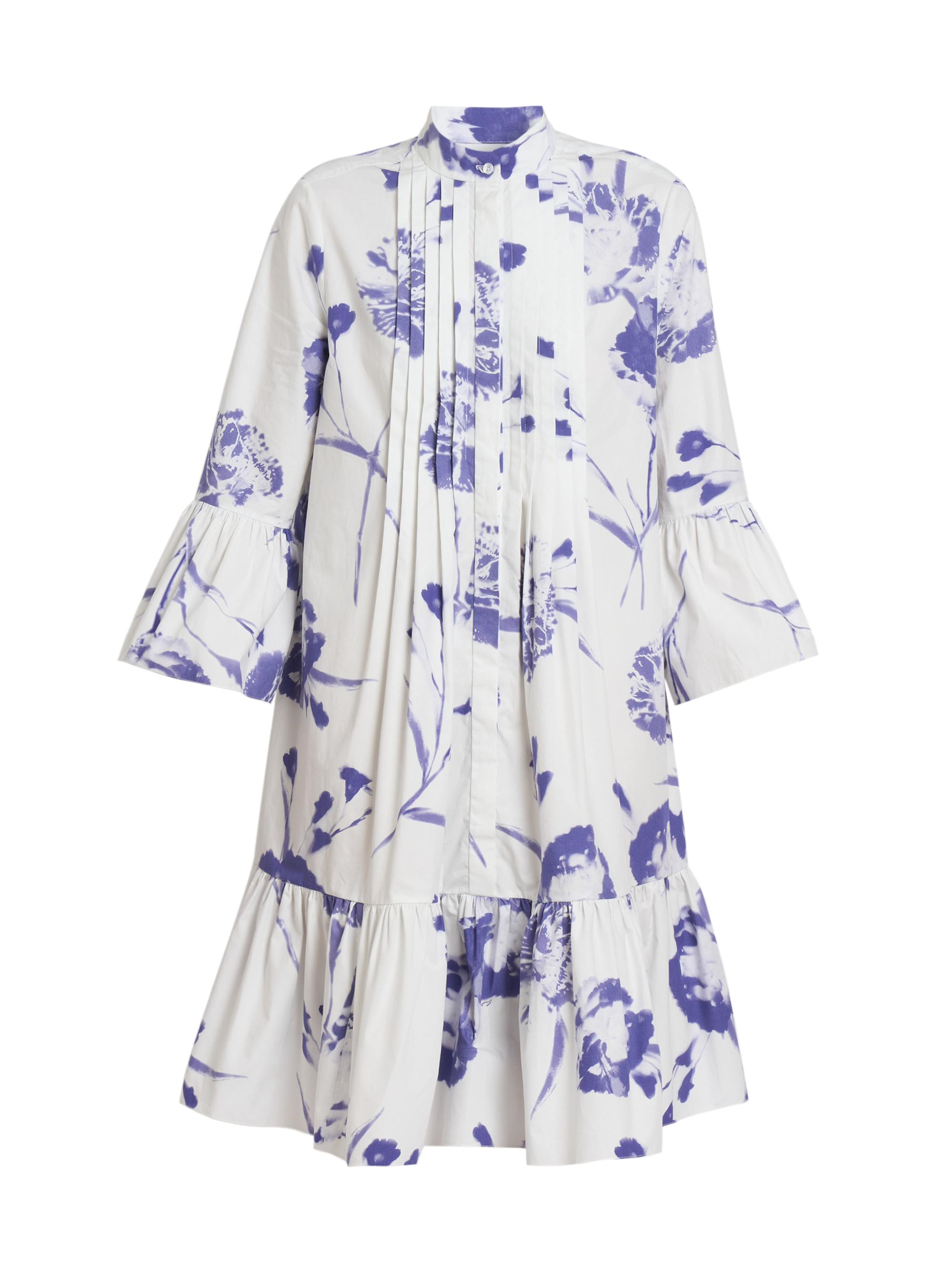 Erdem Women's Carnation Pintuck Flare Minidress - Carnation Cyanotype White