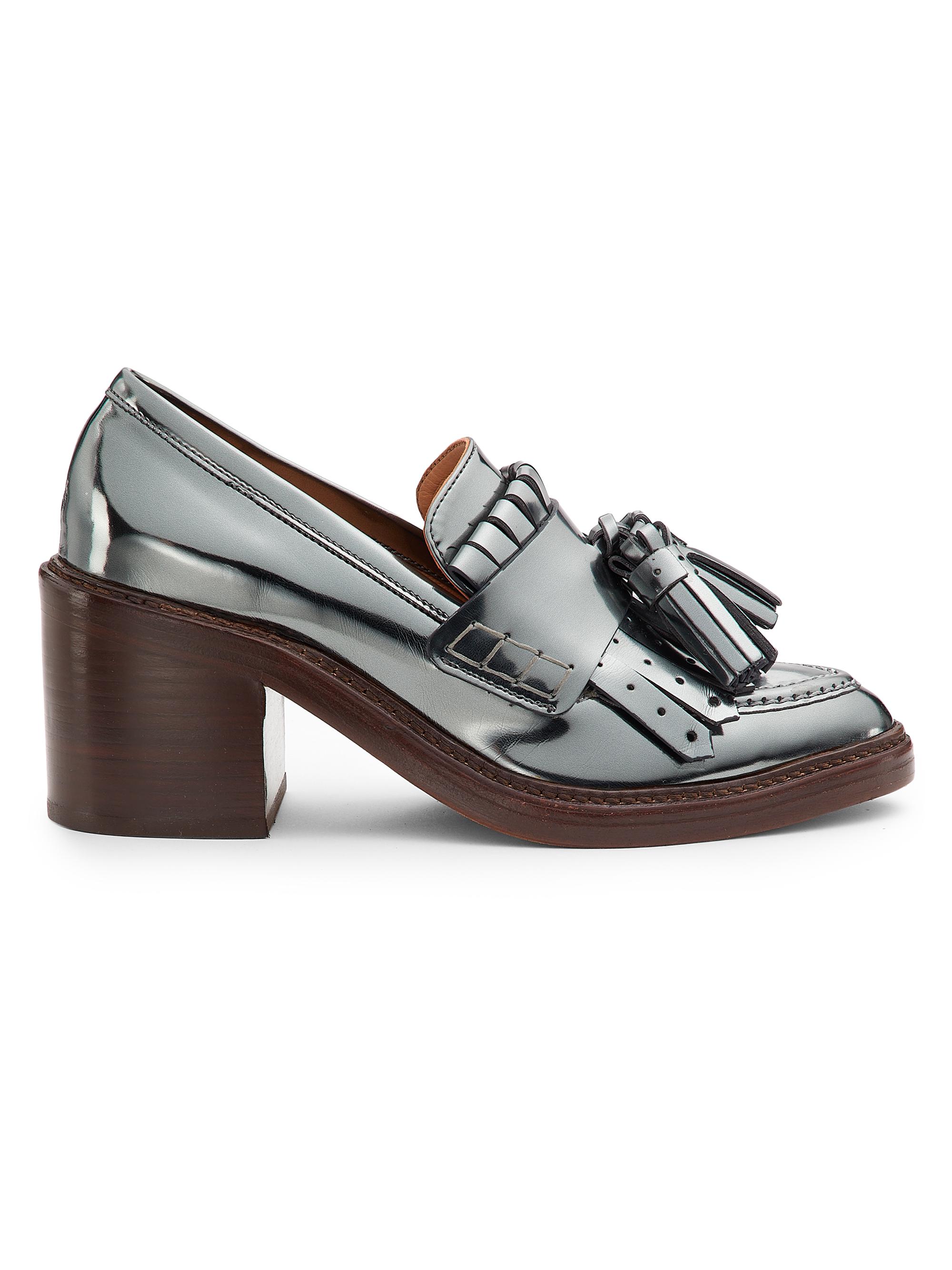 Ulla Johnson Women's Fiona 70MM Tasseled Metallic Leather Loafers - Medium Grey