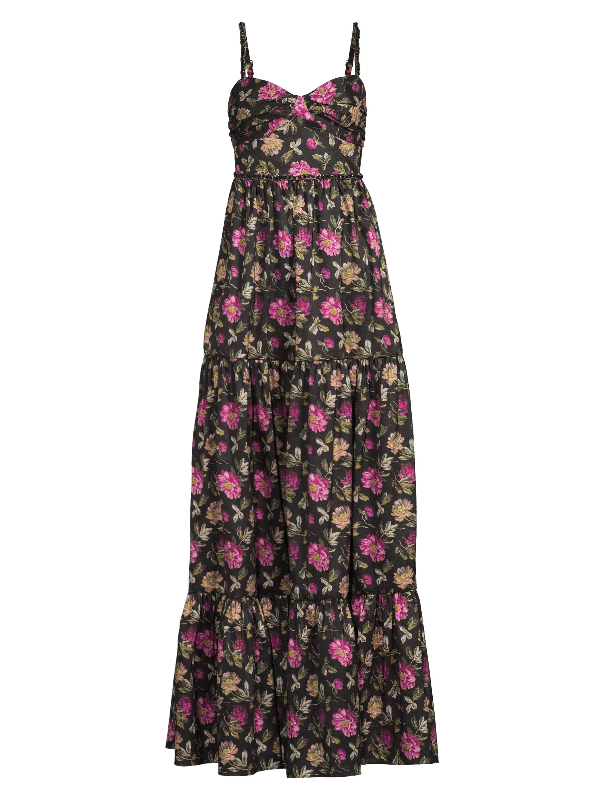 Likely Women's Tessa Floral Tiered Sweetheart Gown - Black Multi