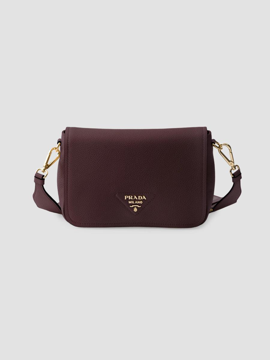 Prada Leather Shoulder Bag In Dark Red