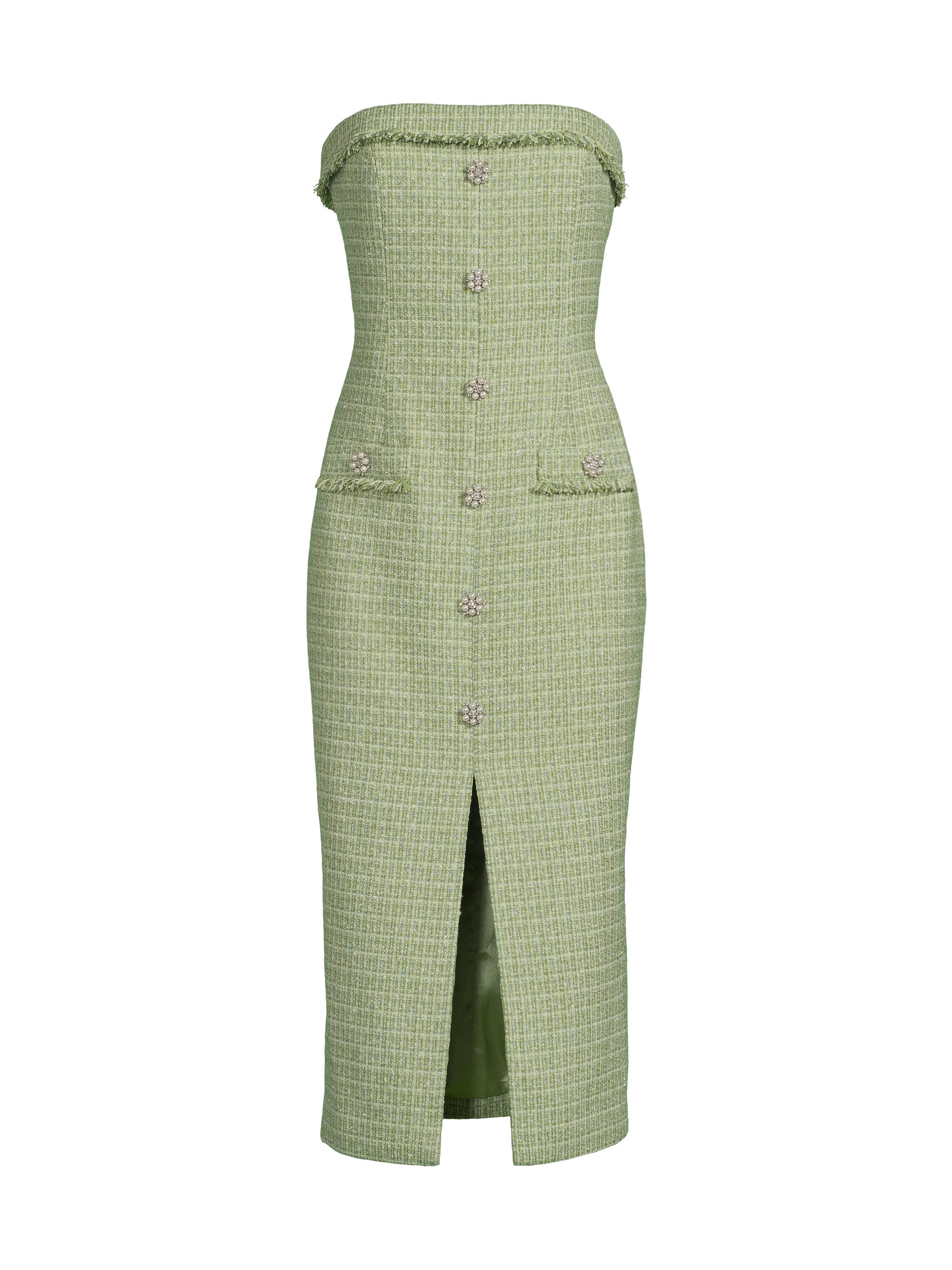 Likely Women's Jenny Tweed Strapless Midi-Dress - Green