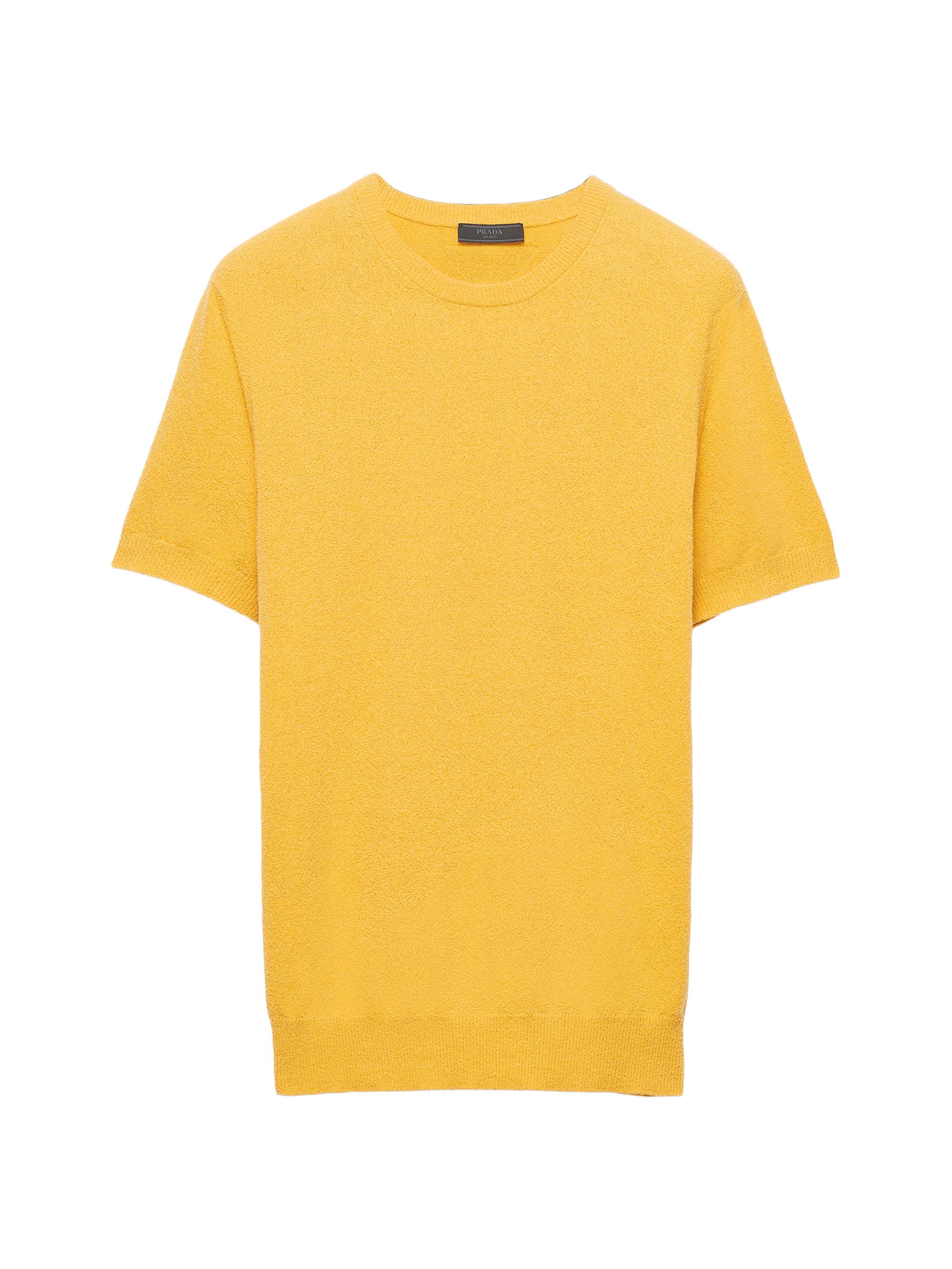 Prada Men's Short-Sleeved Cotton Sweater - Yellow